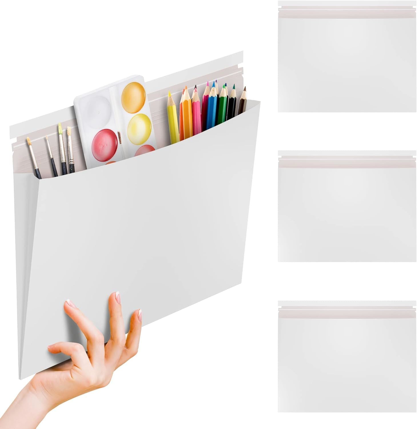 100 Pack Gusseted Rigid Mailers 12.5 x 9.5 x 1 Paperboard Mailers. Stay Flat Envelopes 12 1/2 x 9 1/2 x 1. White Expansion Rigid Photo Document Mailers. No Bend; for CDs. Peel and Seal. Fiberboard.