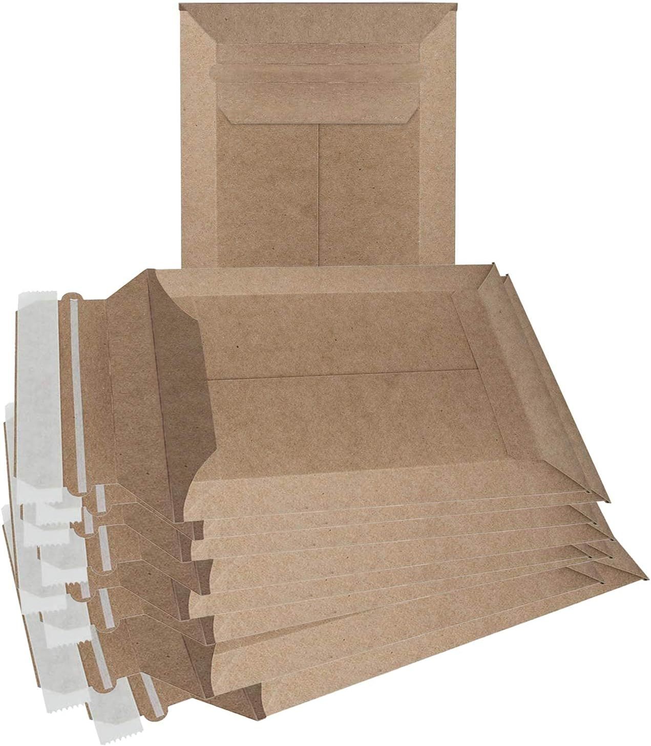 200 Pack Kraft Stay Flat Conformer Mailers 7 x 9 Brown Chipboard Envelopes 7x9 Rigid Paperboard Mailers Photography Mailers No Bend Documents Photo Prints Peel and Seal Tear-Tab Wholesale