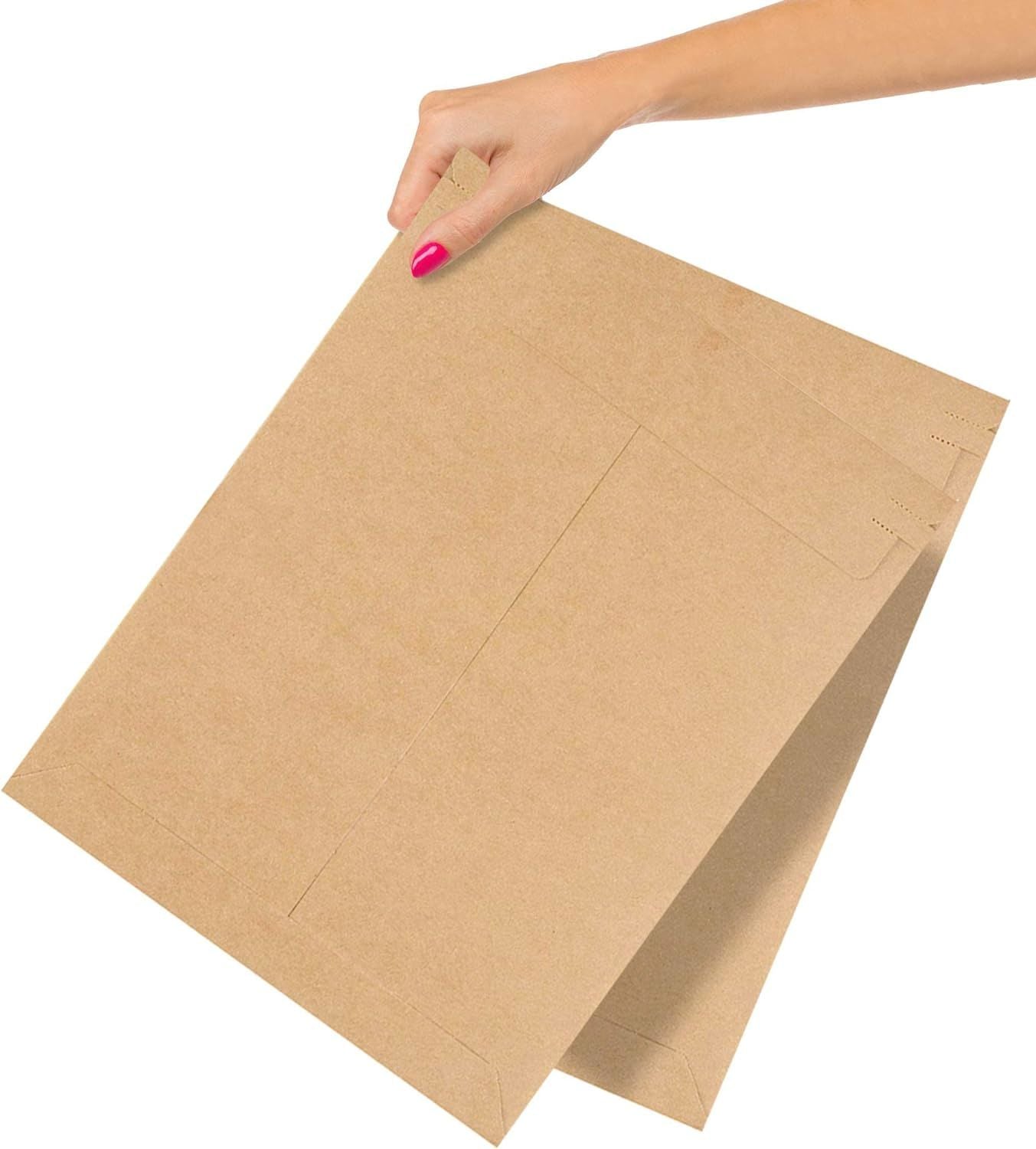 Brown Rigid Mailers 13 x 18 Self-Seal Hard Shipping Envelopes Pack of 100 No Bend Cardboard Envelope Mailers; Heavy-Duty Cardboard Mailers; Flat Kraft Mailers with Tear Strip for Documents; Photos