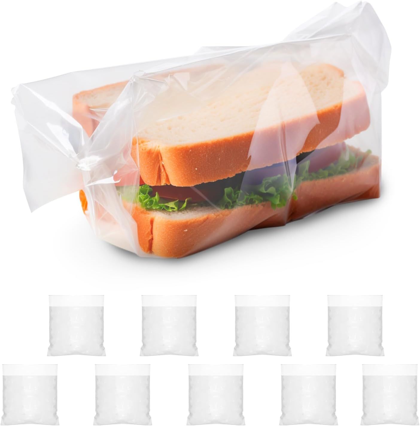 Flip and Fold Top Sandwich Bags 6.5 x 7.5; Polyethylene Clear Bags for Packaging Pack of 2000; Disposable Food Storage Bags 0.7 Mil; Fold Top Sandwich
