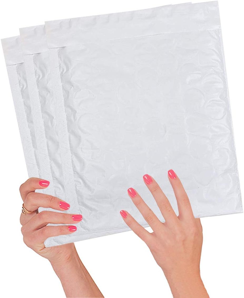 Poly Bubble Mailers 8.5" x 11"; Pack of 25 White Padded Shipping Envelopes for Mailing; Tear-Proof Bubble Mailer Padded Envelopes; Waterproof Bubble Envelopes Bulk; Self-Seal Padded Mailers