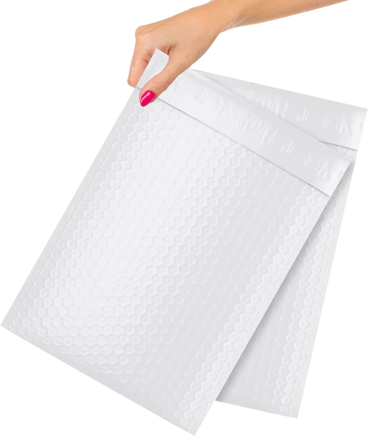 Poly Bubble Mailers 7" x 11"; Pack of 100 White Padded Shipping Envelopes for Mailing; Tear-Proof Bubble Mailer Padded Envelopes; Waterproof Bubble Envelopes Bulk; Self-Seal Padded Mailers