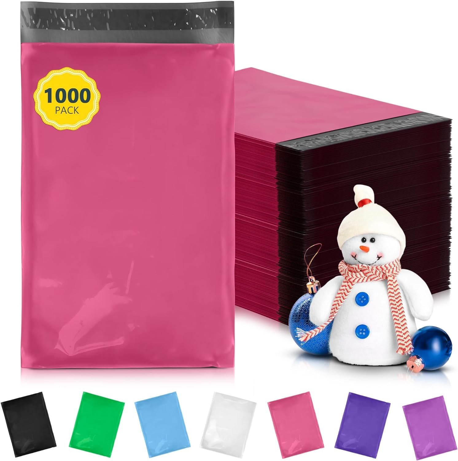 Hot Pink Poly Mailers 6 x 9; Waterproof Shipping Bags for Small Business Pack Of 1000; Self Seal Mailers Poly Bags for Shipping 2 Mil; Tear Resistant Shipping Envelopes for Clothing