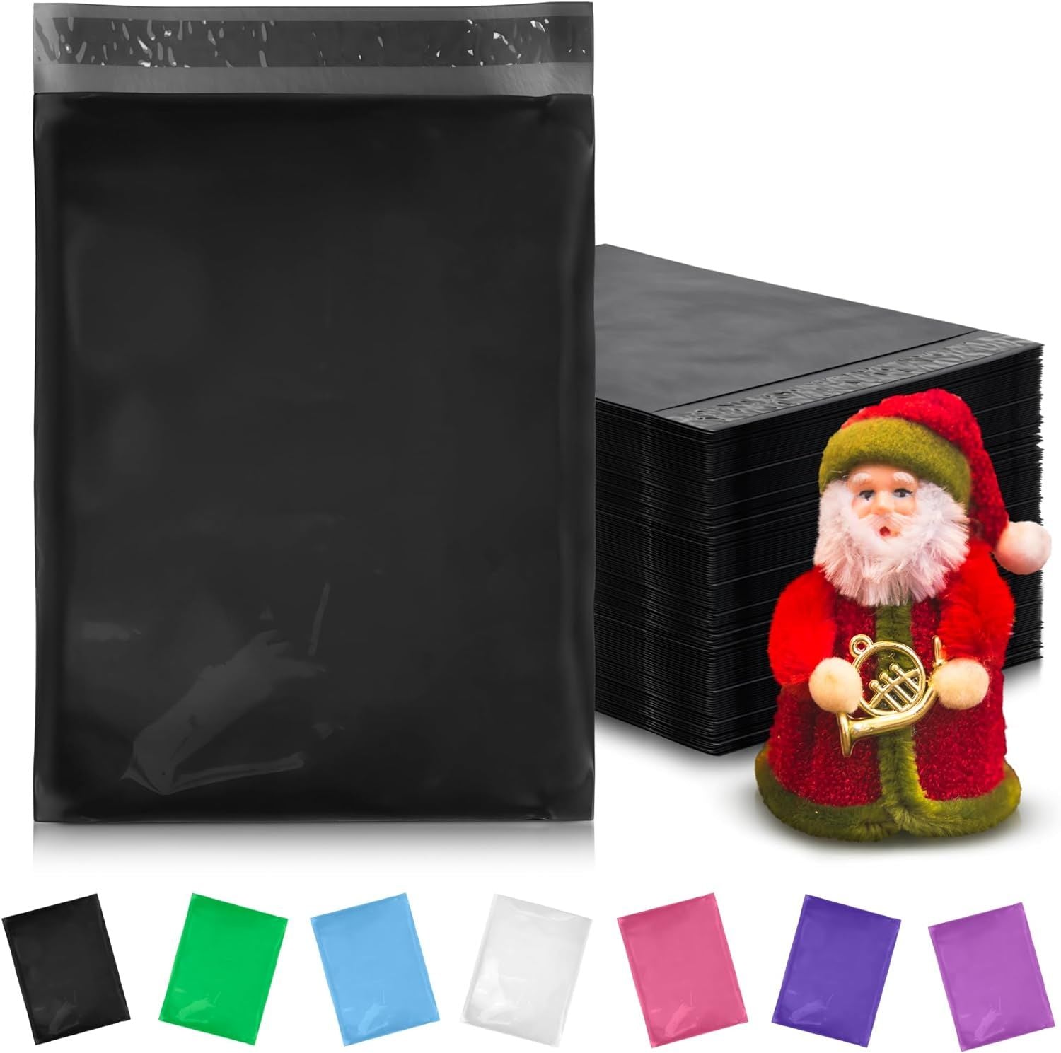 Black Poly Mailers 12" x 15.5"; Pack of 500 Waterproof Shipping Bags for Small Business; 2 mil Thick Tear-Resistant Poly Mailer Bag; Self-Sealing Plastic Mailing Bags for Clothes; Shoe Boxes