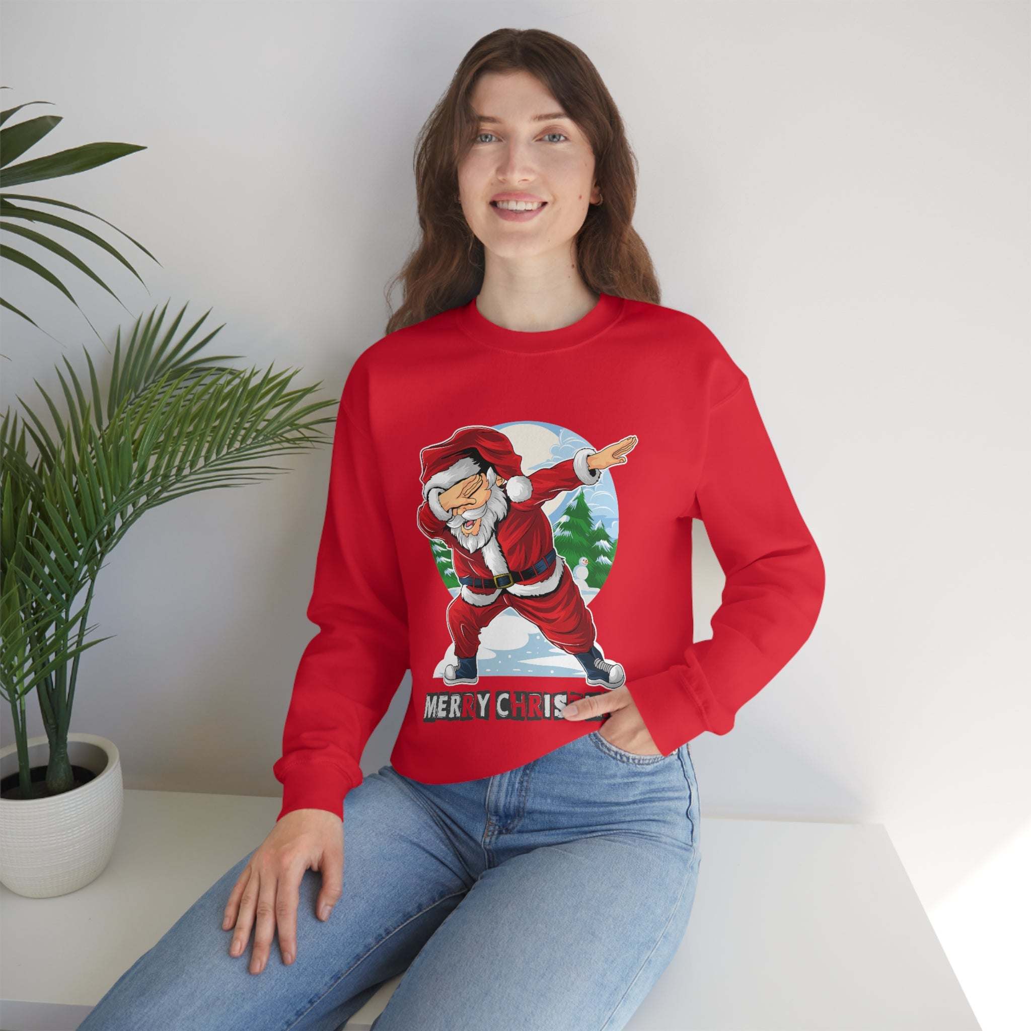 Womens Dabbing Santa Crewneck Sweatshirt