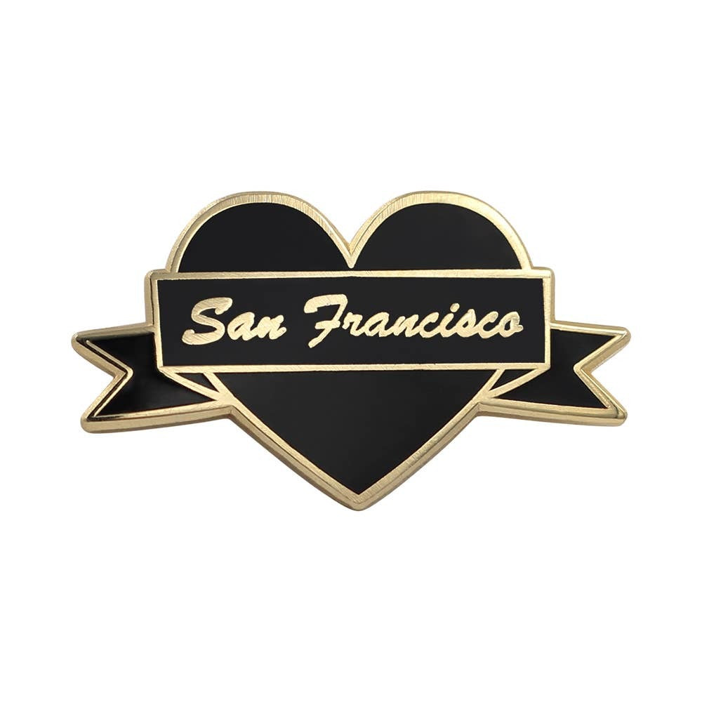 I Heart San Francisco – Black & Gold City Pin