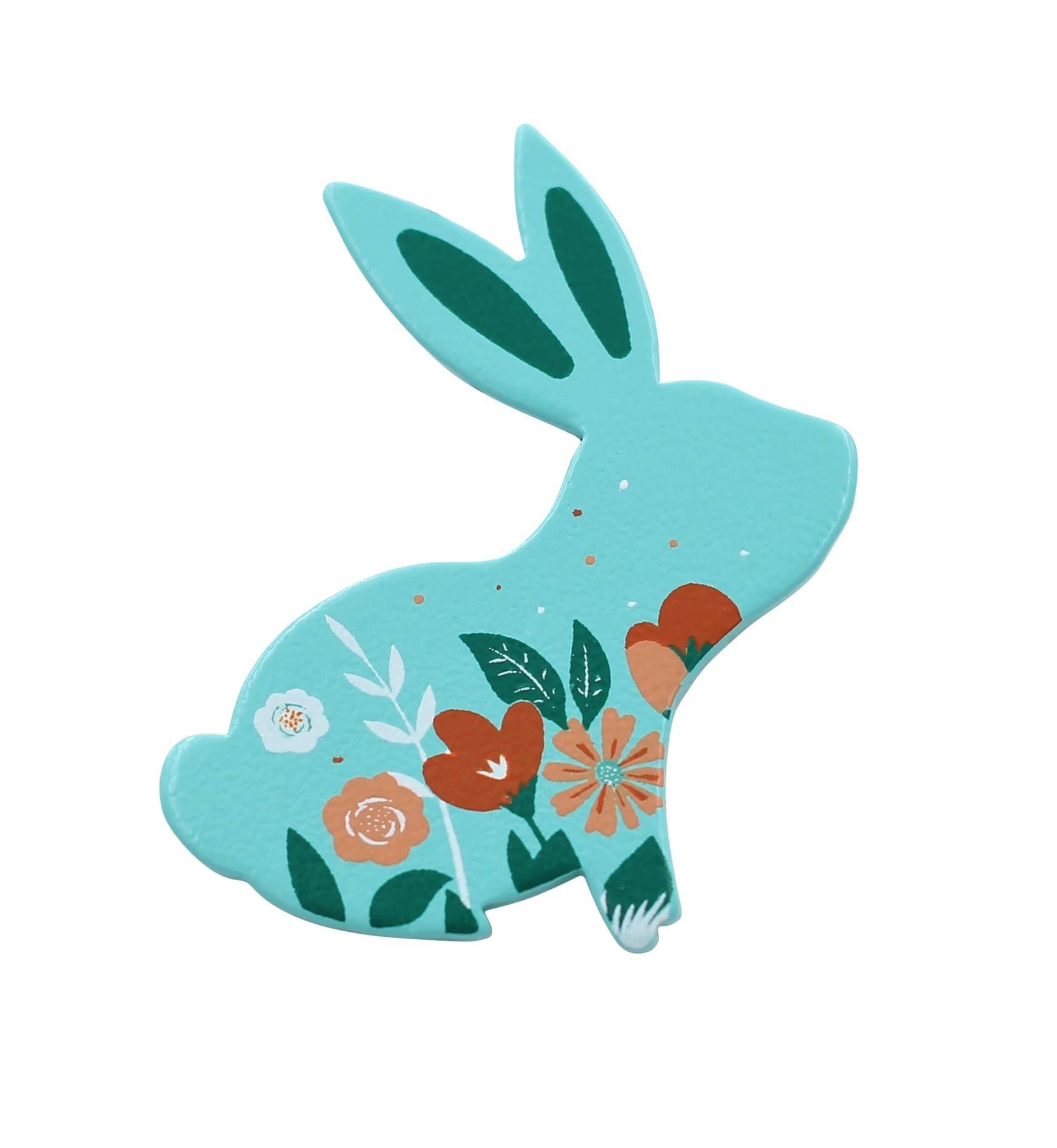 Spring Bunny with Flowers Enamel Pin Floral Rabbit Lapel Pin