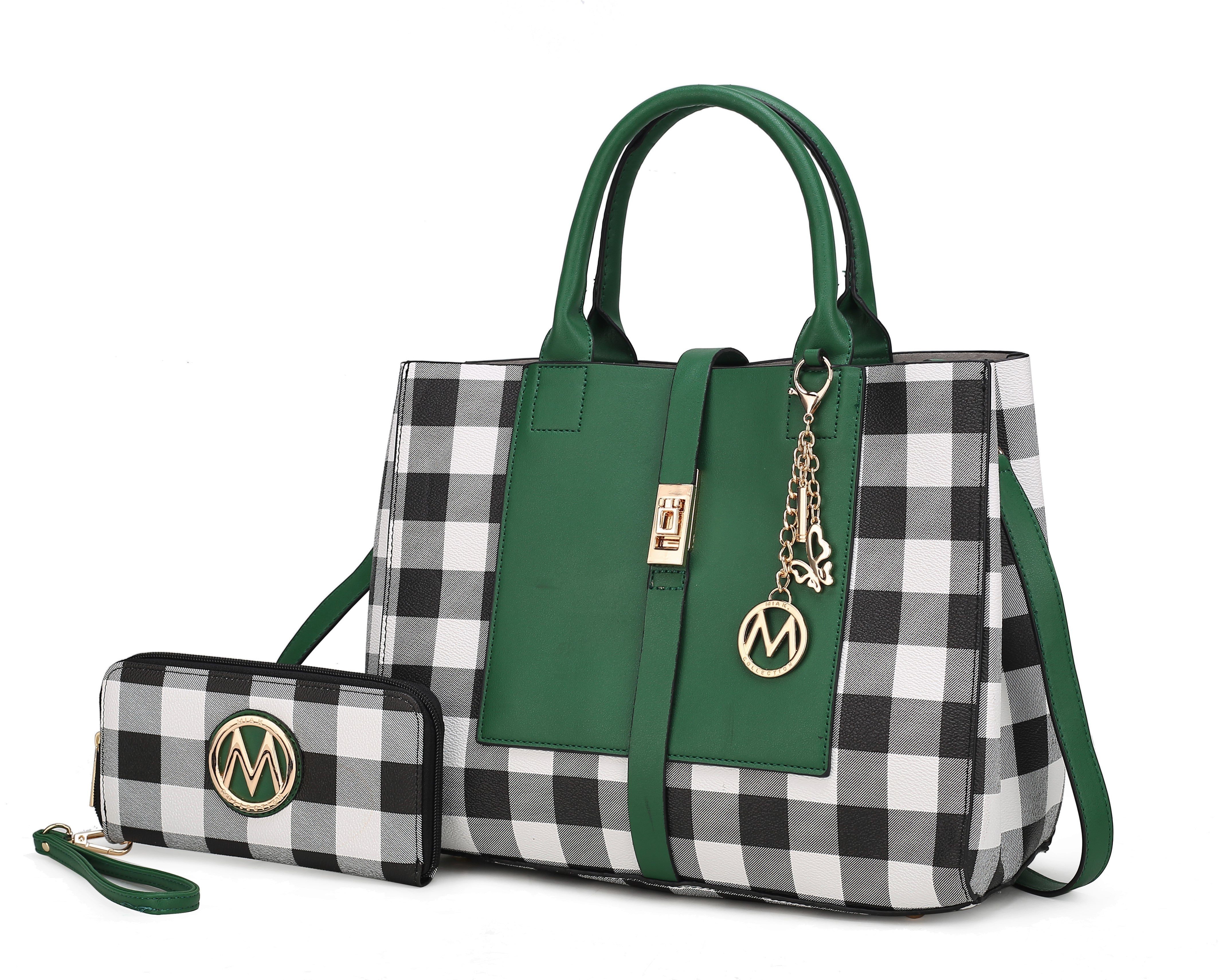 MKF Collection Yuliana Checkered Satchel Handbag with Wallet by Mia K