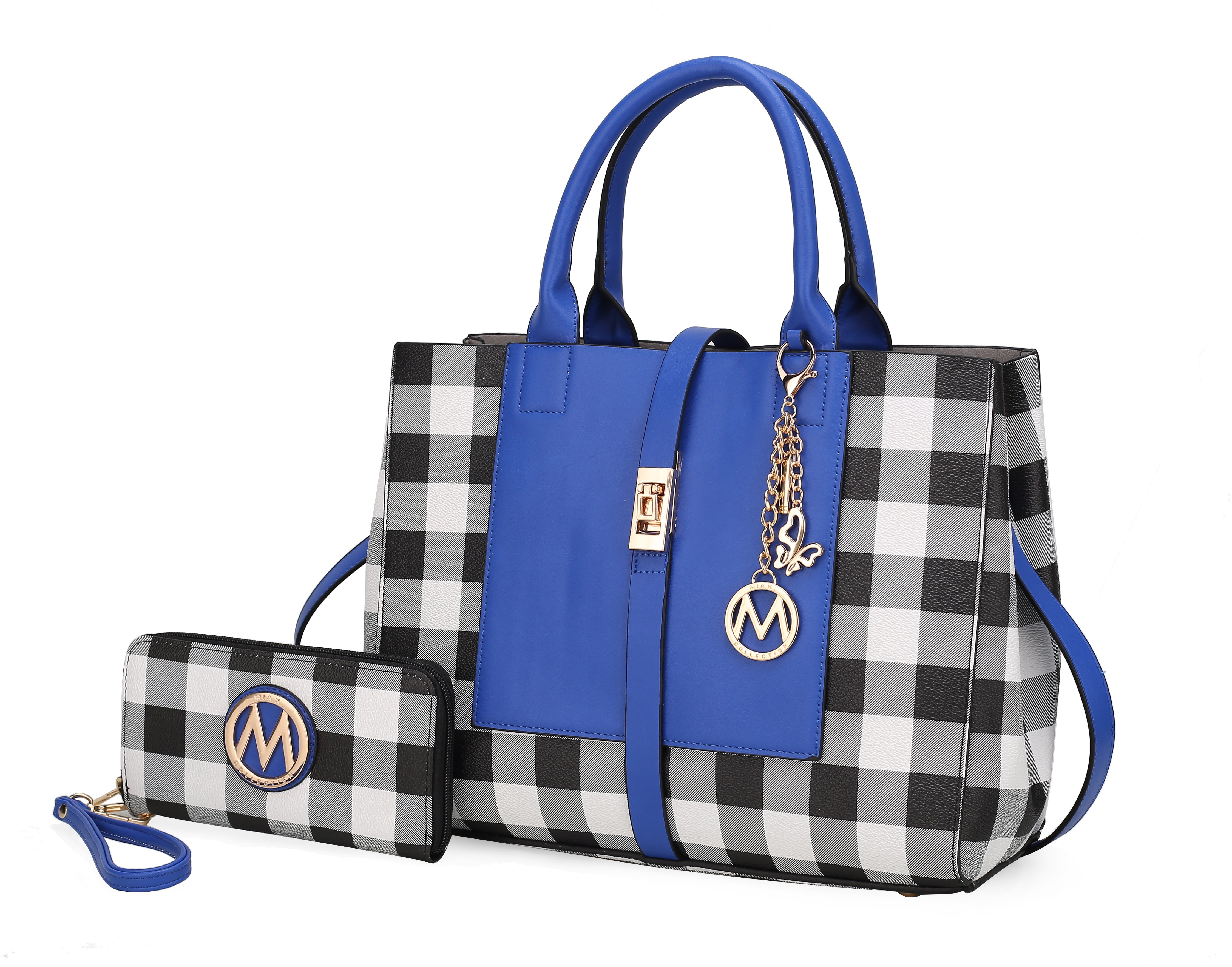 MKF Collection Yuliana Checkered Satchel Handbag with Wallet by Mia K