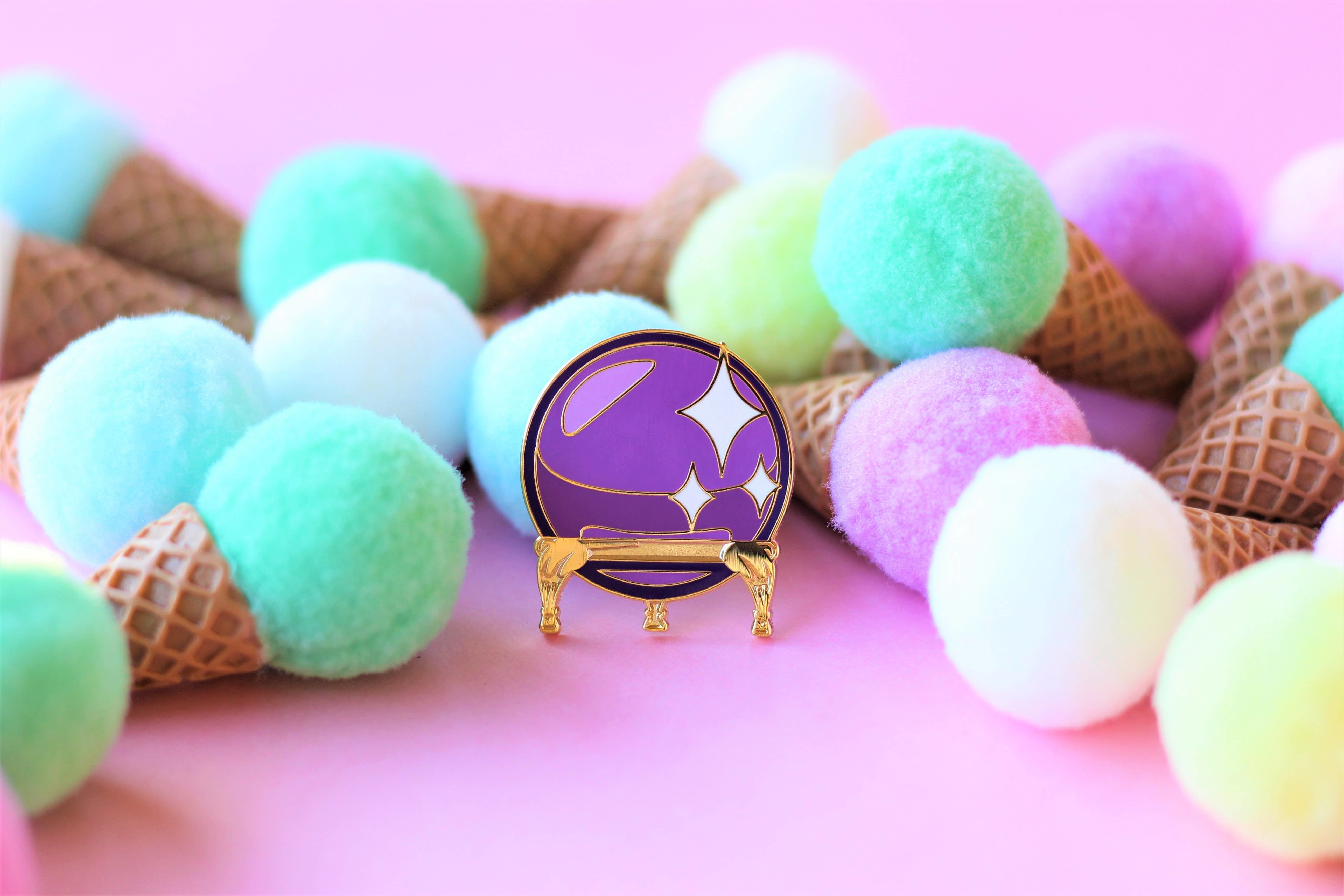 Crystal Ball Enamel Pin – Occult & Kawaii Pin for Psychics