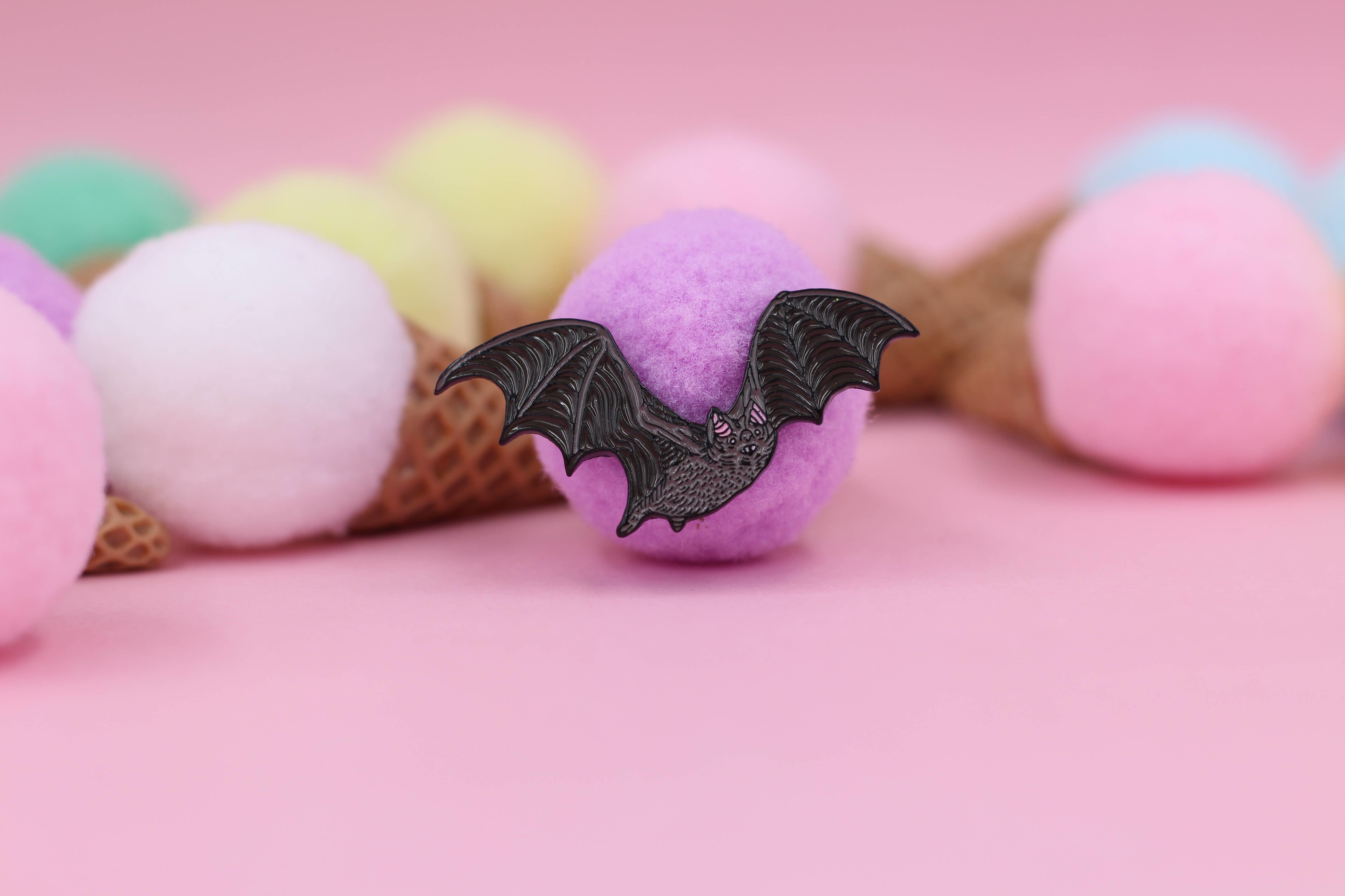 Real Sic Enamel Pin - Glow-in-The-Dark White Bat Lapel Pin