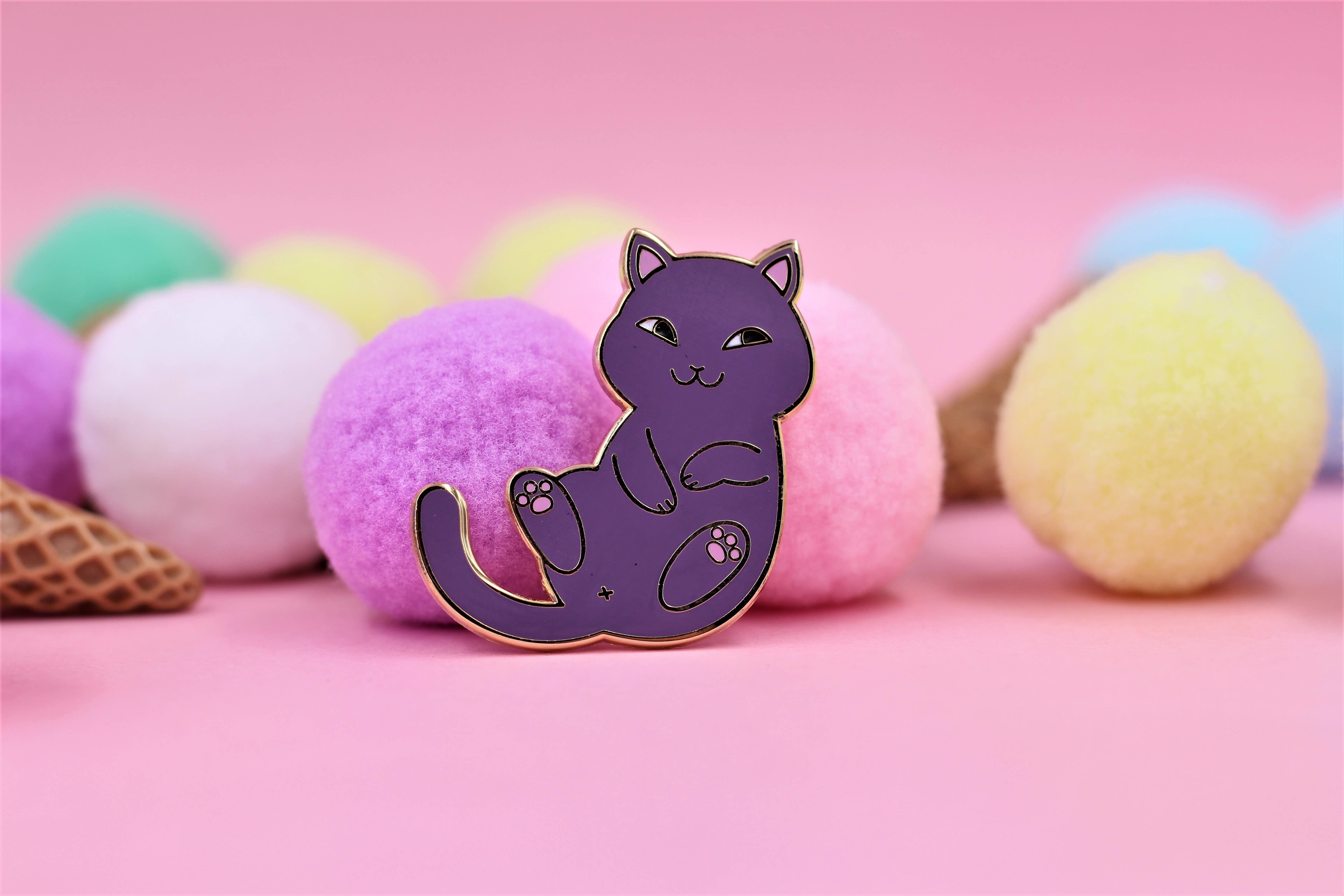 Real Sic Playful Cat Enamel Pin - Cute & Funny Cat Lapel Pin