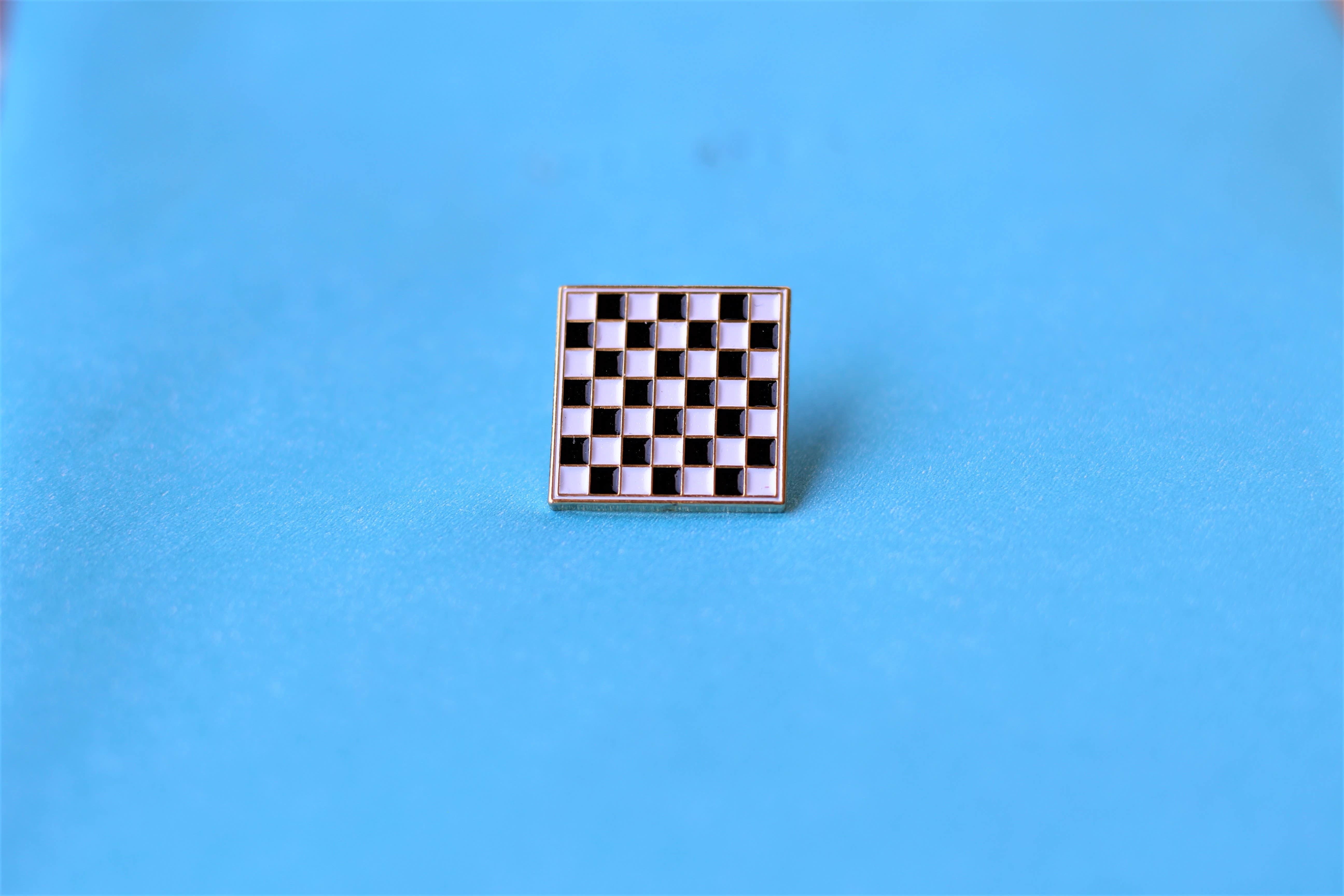 Black and white chessboard Pin