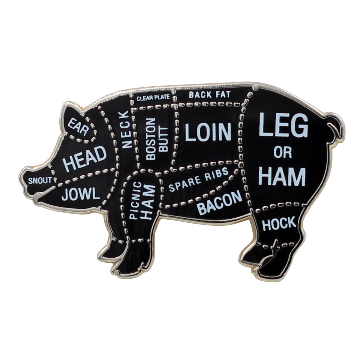 Pig Butcher Cuts Enamel Pin - Pork Diagram Lapel Pin for Hat