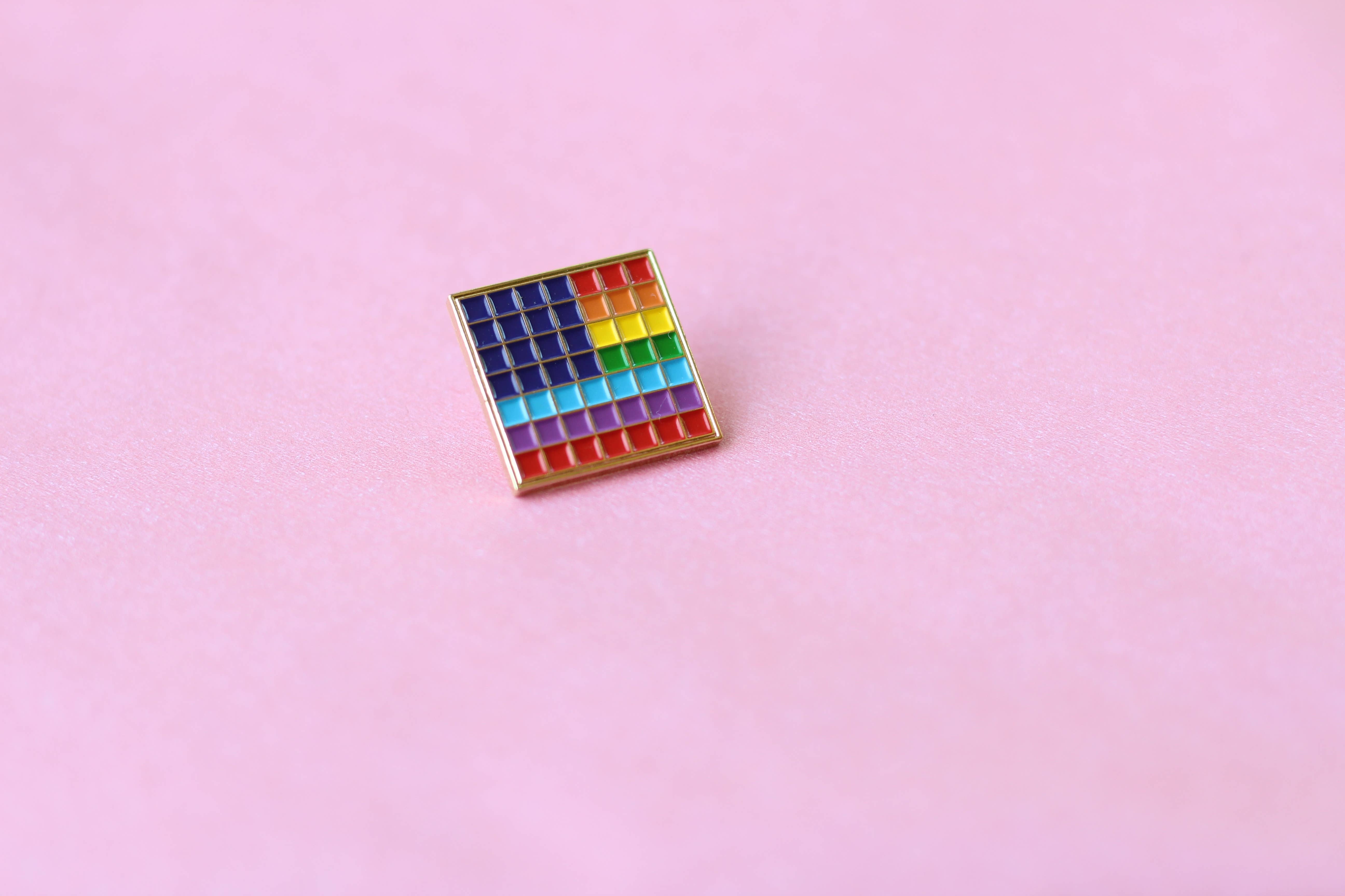 Grid Pins Series Pride Lapel Enamel Pins - USA Pride