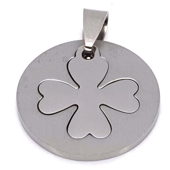 Black 4 Leaf Clover Stainless Steel Pendant / PDJ2405