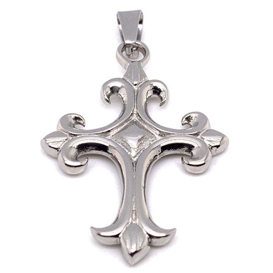 Fleur de Lis Cross Stainless Steel Pendant / PDJ2111