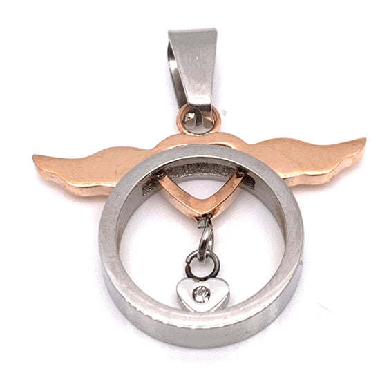 Heart Wings With Tiny CZ Stone Stainless Steel Pendant / PDC9001