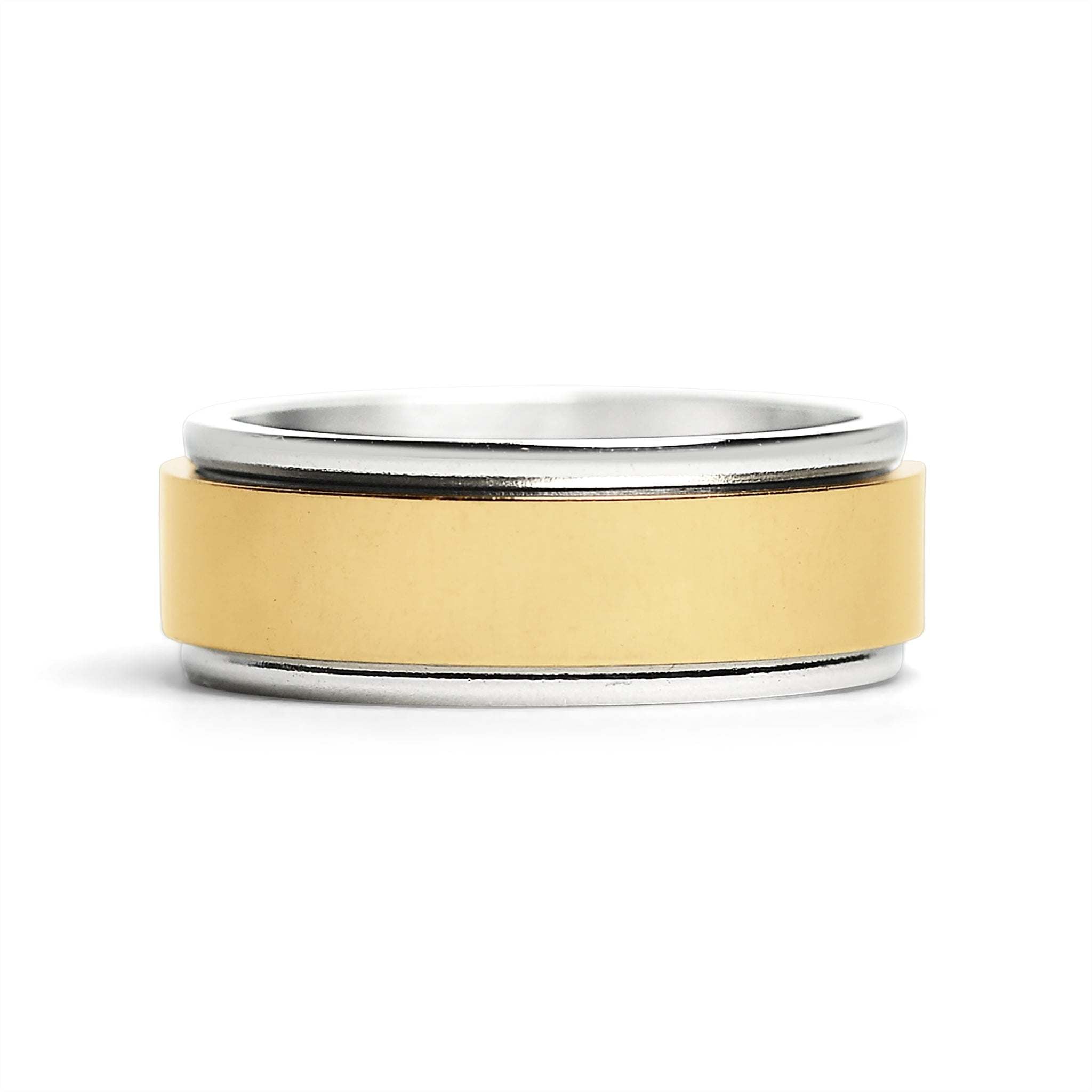 Gold Spinner Center Polished Stainless Steel Ring / SRJ2451