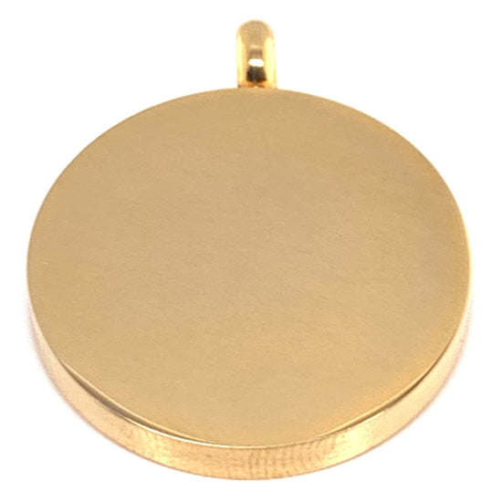 18K Gold PVD Blank Round Stainless Steel Charm Pendant / PDJ0400