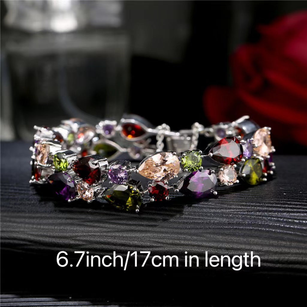 Mona Lisa Multicolor Cubic Zircon Bracelets Bangles Luxury Wedding Bracelets for Women Crystal Jewelry