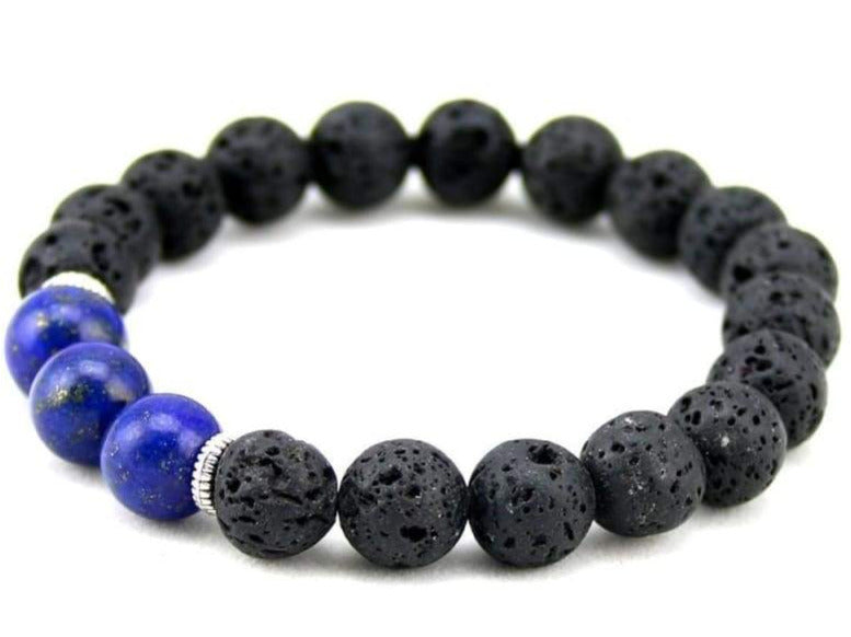 Men Bracelets Natural Healing Energy Tiger Eye Bracelet Polished Lapis lazuli Beads Bangle Elastic Women Jewelry