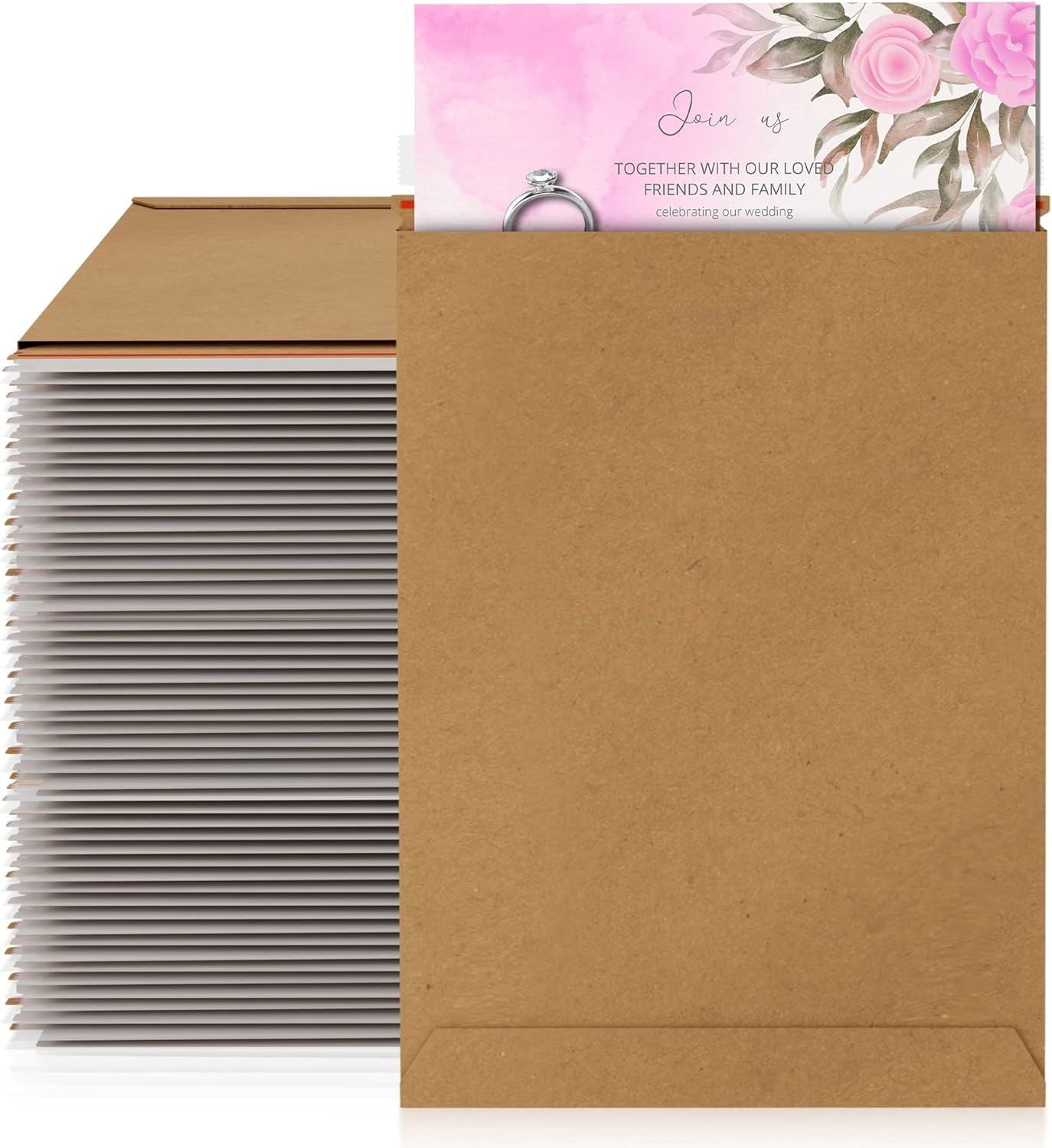 Rigid Mailers 7 x 9 Kraft Paperboard Mailers 7x9 Pack of 25 Stay Flat Mailers; No bend; Self Sealing; Documents Chipboard Envelopes; Mailing; Shipping; Packaging; Packing