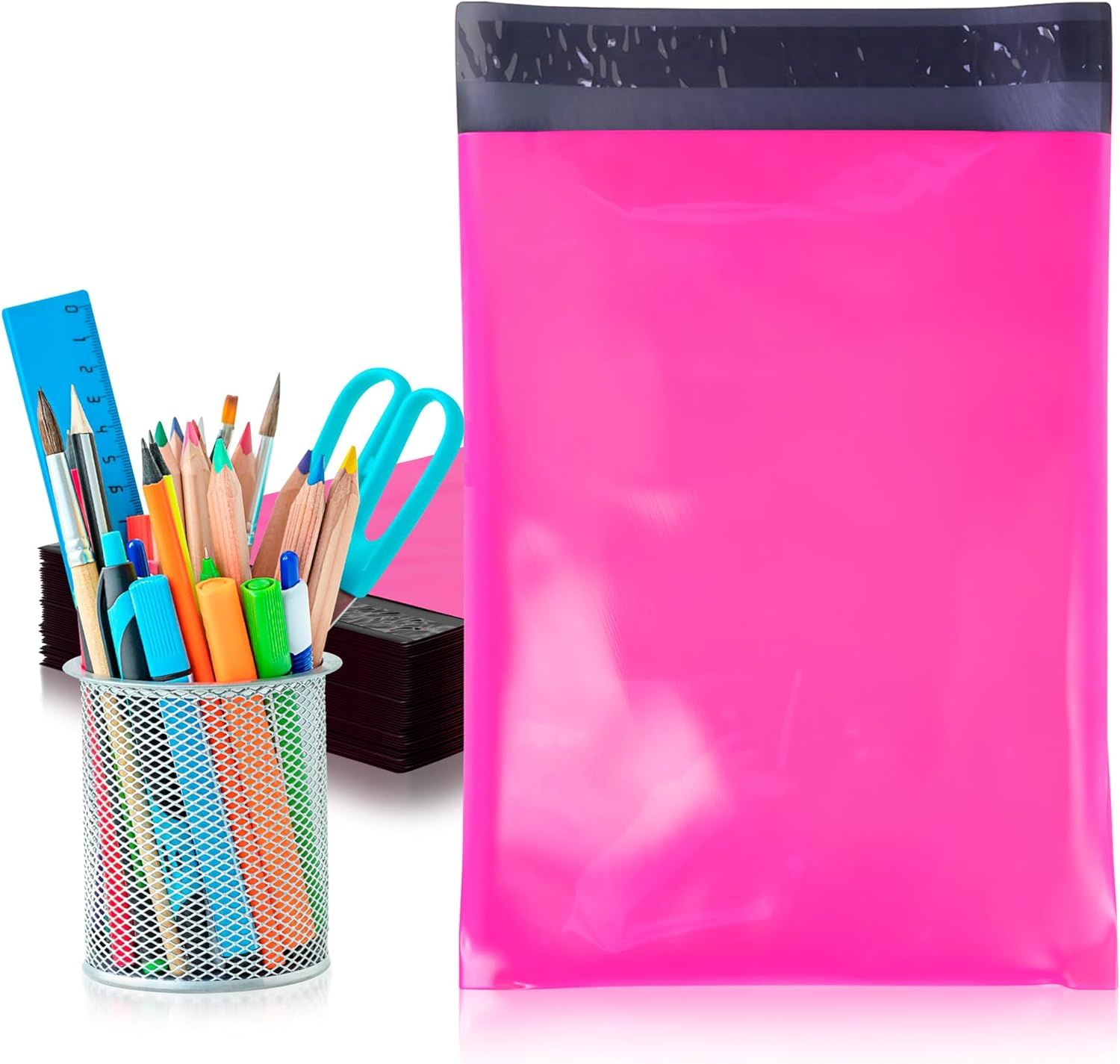 Hot Pink Poly Mailers 10 x 13; Peel and Seal Poly Shipping Bags for Small Business Pack of 100; Waterproof Shipping Envelopes for Clothing 2 Mil; Tear-Proof Plastic Mailing Bags for Shipping