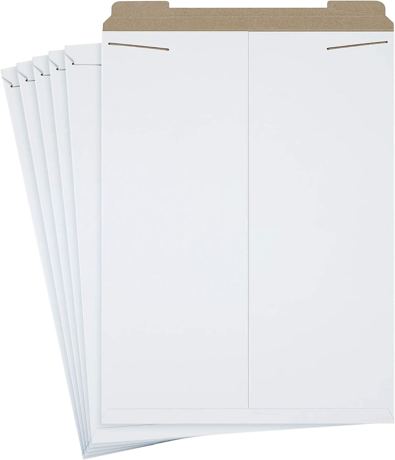 Pack of 5 White Tab Lock Mailers 20' x 27' Rigid Paperboard mailers 20 x 27 Chipboard envelopes; Locking tab Closure. No Bend documents; Photos; Diplomas. Ideal for CD; DVD; booklets; Jewelry