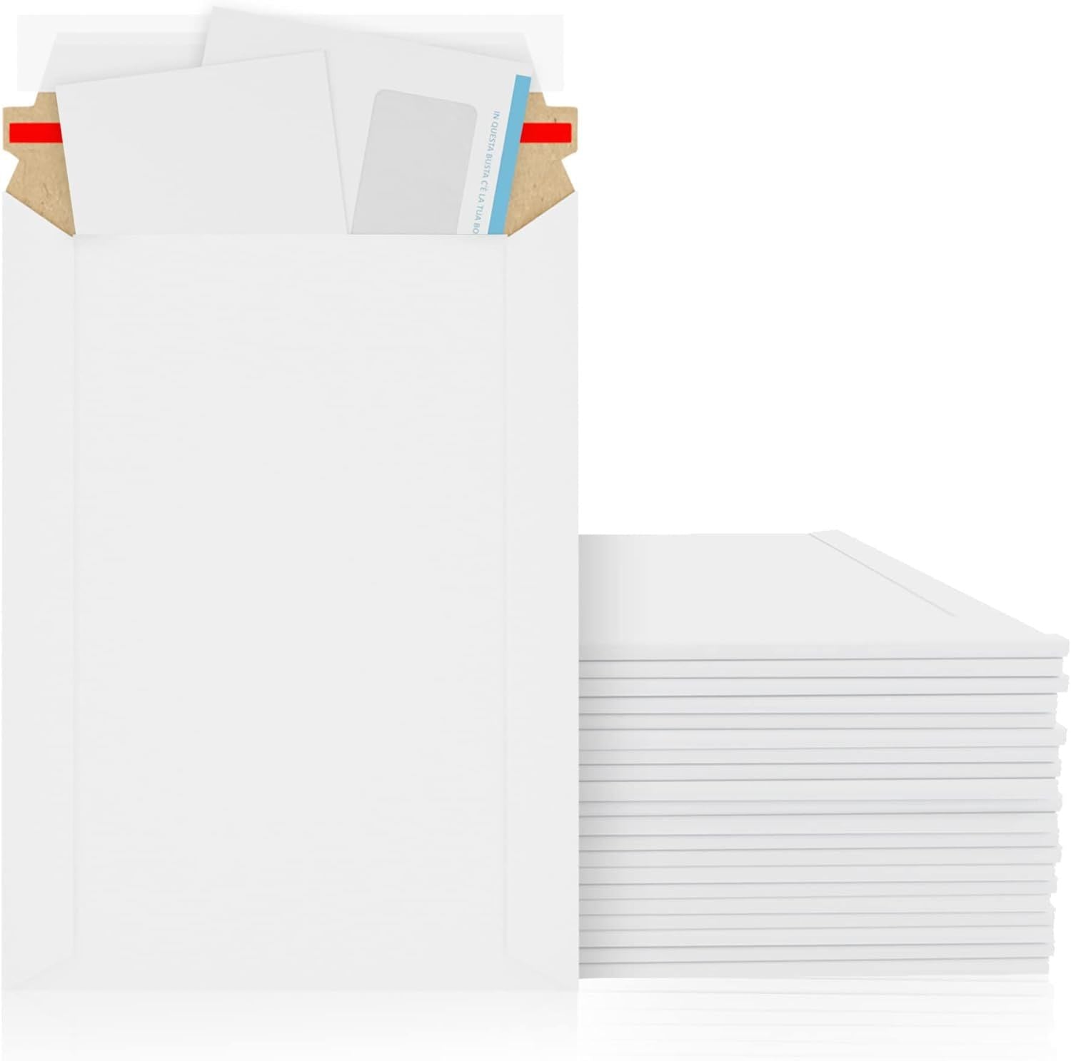 Rigid Mailers 6" x 8"; Pack of 10 White Cardboard Envelope Mailers; Self-Sealing Hard Shipping Envelopes; Double Wall Cardboard Mailers; Recyclable Stay Flat Mailers; Sturdy Kraft Mailers