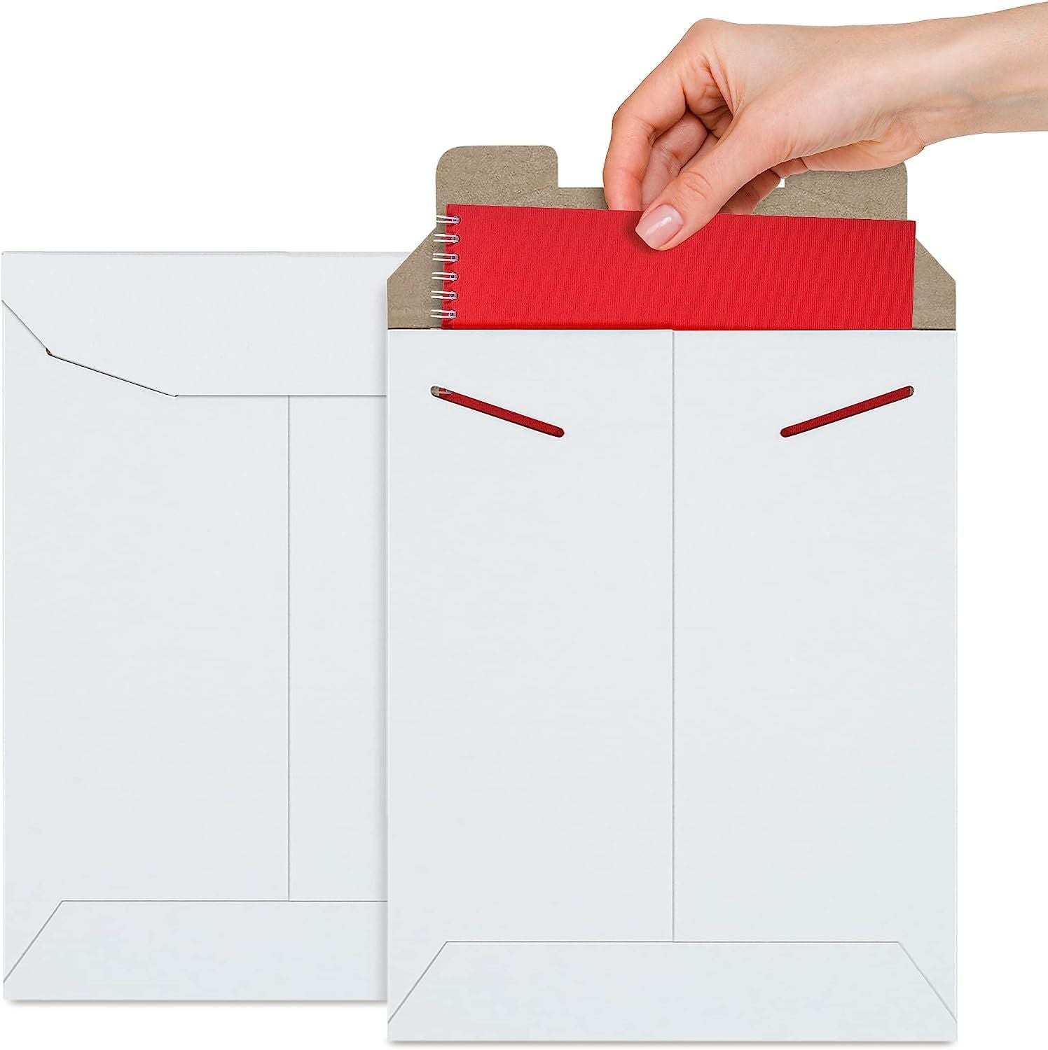 Pack of 10 White Tab Lock Mailers 7 x 9 Rigid Paperboard Mailers 7x9 Chipboard Envelopes; Document Mailers; Tab Locking Closure. No Bend Photos; Diplomas. Ideal for CD; DVD; Booklets; Jewelry.