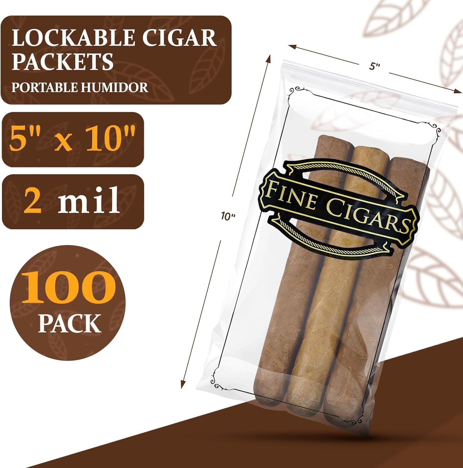 Polyethylene Cigar Bags 5 x 10; Clear Small Plastic Bags Zip Pack of 100; Small Zipper Bags Poly 5x10; Clear Plastic Zip Bags Small; Cigar Storage 2 M