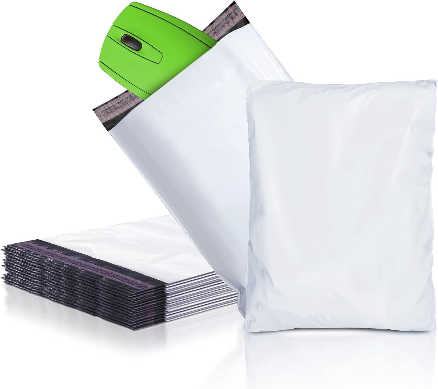 White Poly Mailers 5x7 Inch Size. Pack of 50 Self-Sealing Polyethylene Mailing Envelopes. 5 x 7 Poly Mailer Bags 2 Mil Thick Waterproof Poly Shipping Bags for Clothing; Books; Accessories