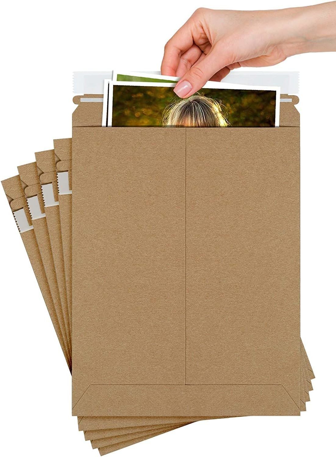 Brown Cardboard Mailers 9.75 x 12.25; Pack of 10 Kraft Paper Rigid Envelopes with Adhesive Strip; Self-seal Closure Rigid Mailers; Kraft Paper Envelopes for Shipping and Packing Paperwork