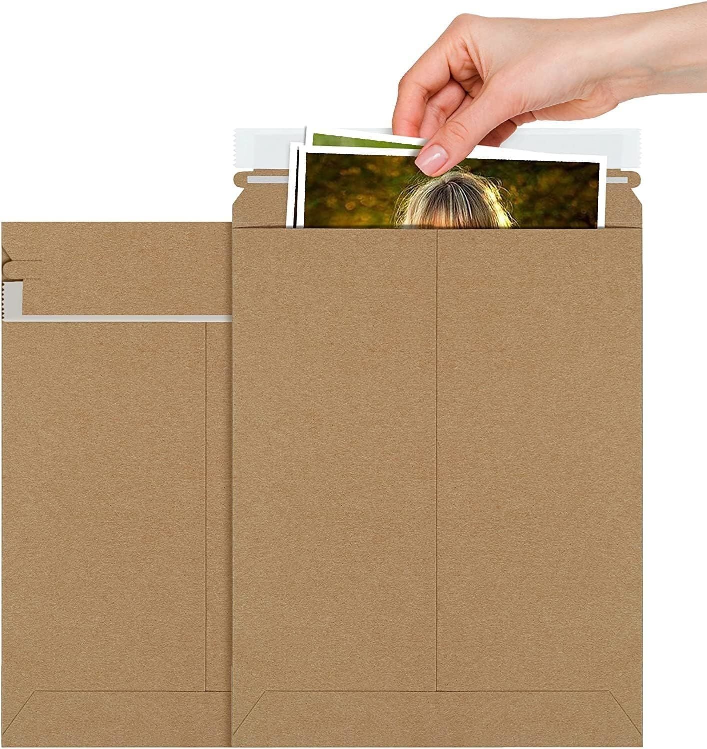 Brown Cardboard Mailers 9 x 11.5; Pack of 10 Kraft Paper Rigid Envelopes with Adhesive Strip; Self-seal Closure Rigid Mailers; Kraft Paper Envelopes for Shipping and Packing Paperwork