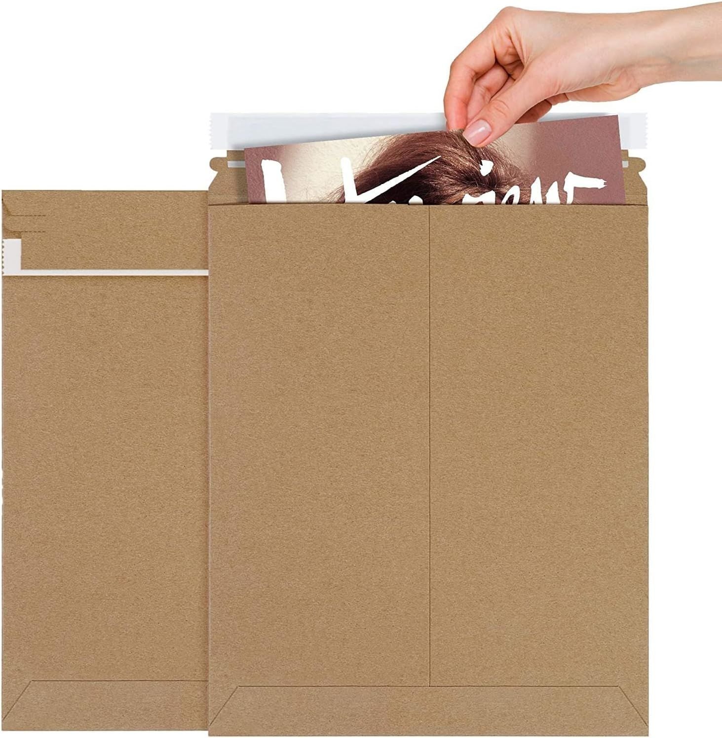 Brown Cardboard Mailers 11 x 13.5; Pack of 10 Kraft Paper Rigid Envelopes with Adhesive Strip; Self-seal Closure Rigid Mailers; Kraft Paper Envelopes for Shipping and Packing Paperwork