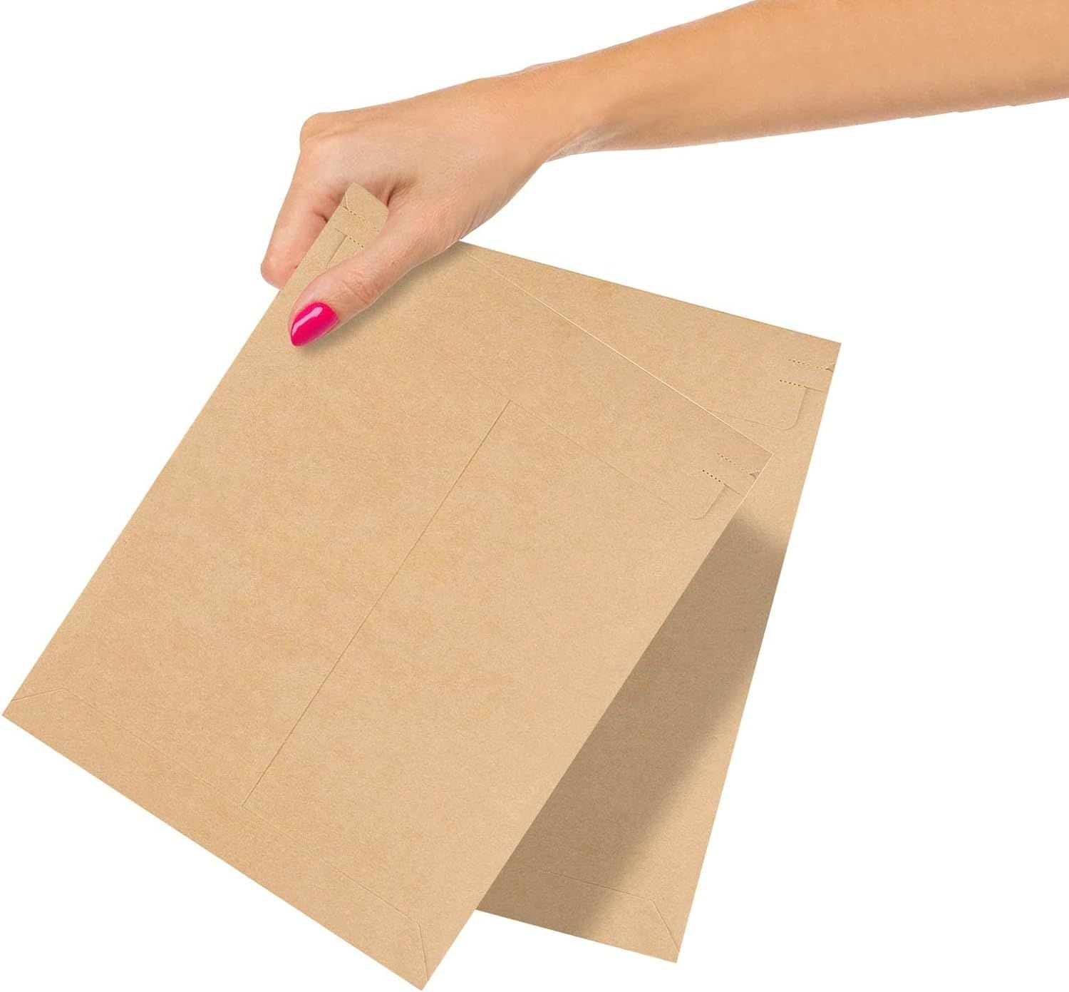 Brown Rigid Mailers 7 x 9; Self-Seal Hard Shipping Envelopes Pack of 10; No Bend Cardboard Envelope Mailers; Heavy-Duty Cardboard Mailers; Flat Kraft Mailers with Tear Strip for Documents; Photos