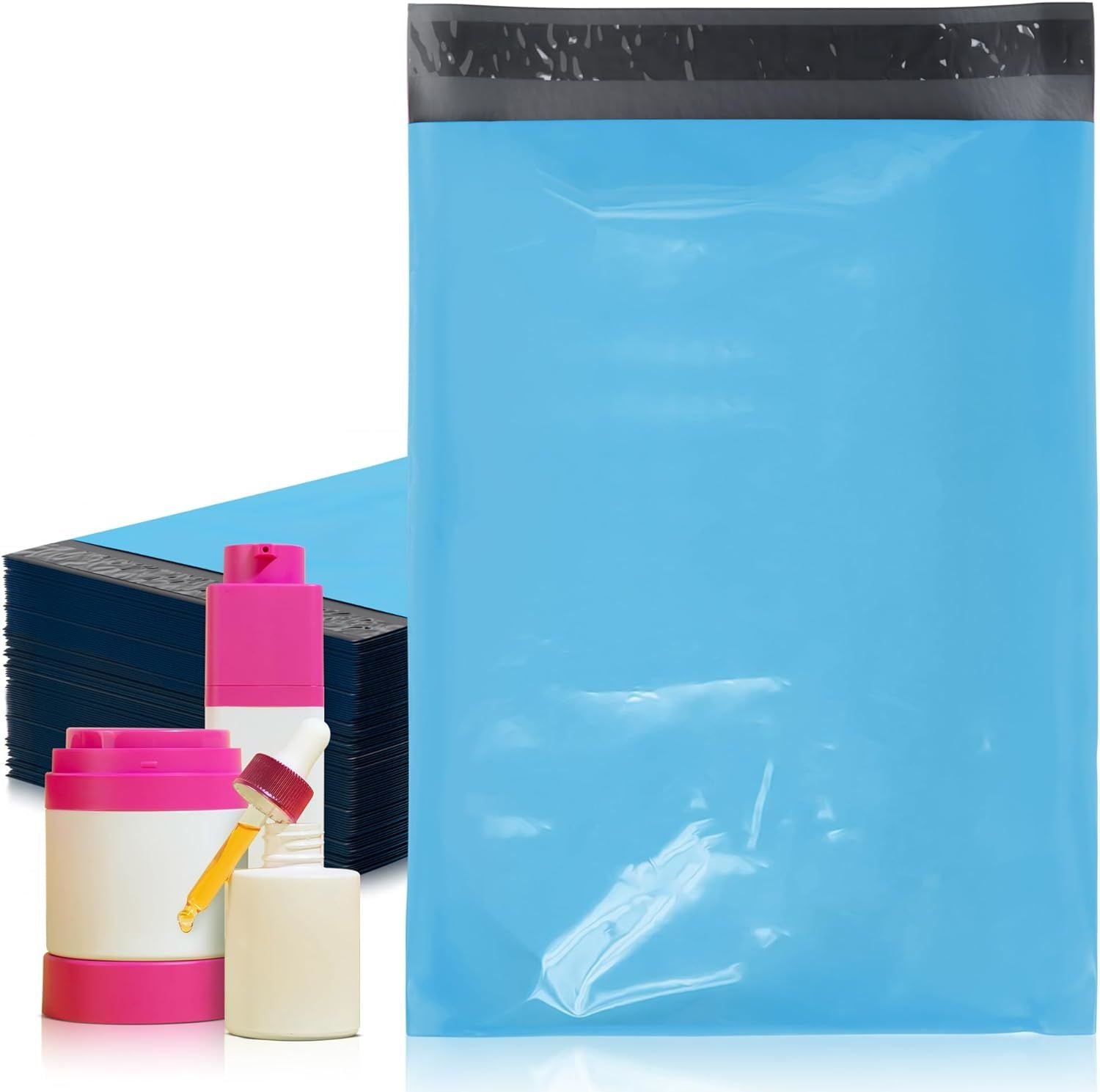 Blue Poly Mailers 9 x 12; Peel and Seal Poly Shipping Bags for Small Business Pack of 100; Waterproof Shipping Envelopes for Clothing 2 Mil; Tear-Proof Plastic Mailing Bags for Shipping