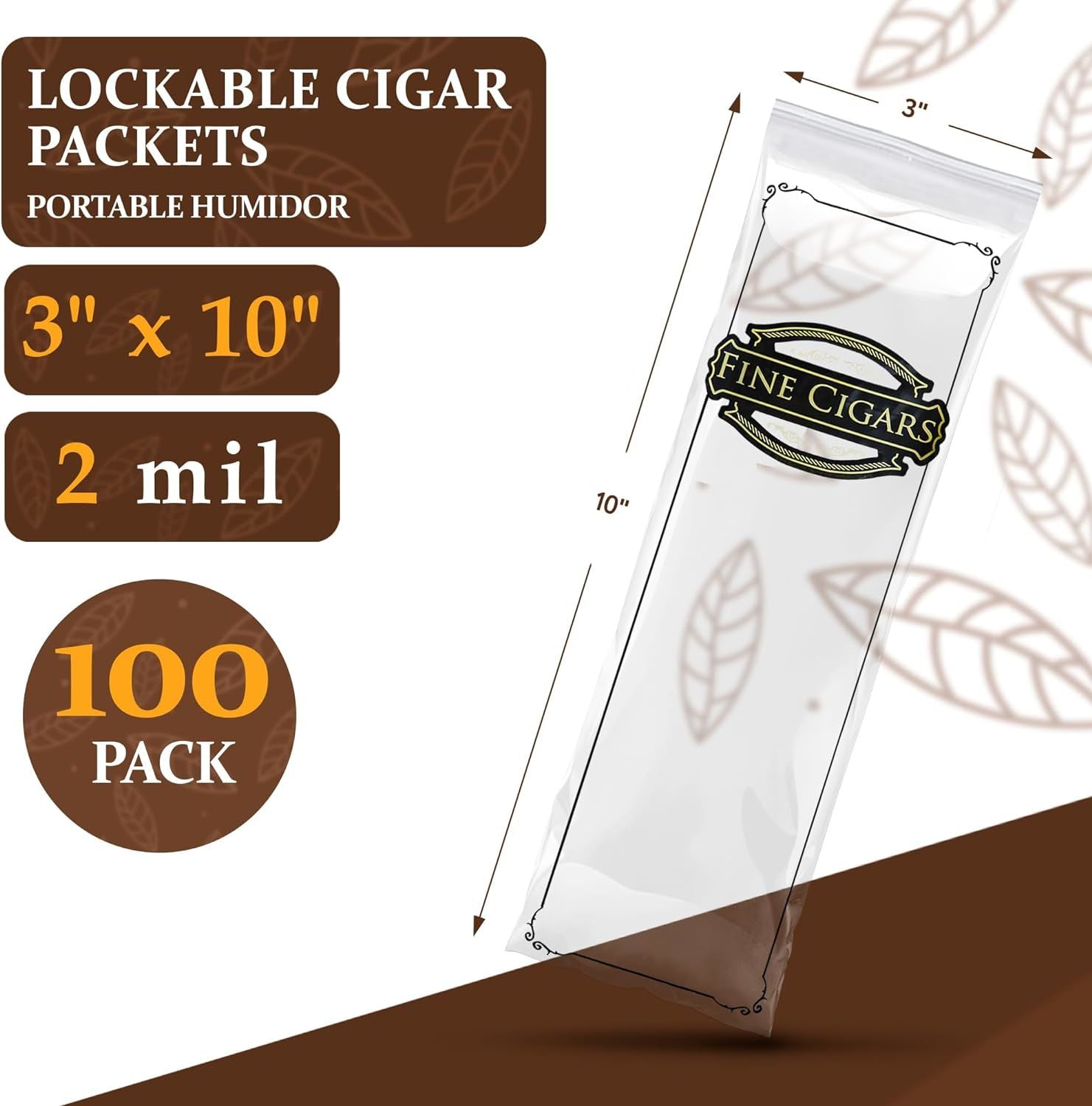 Polyethylene Cigar Bags 3 x 10; Clear Small Plastic Bags Zip Pack of 100; Small Zipper Bags Poly 3x10; Clear Plastic Zip Bags Small; Cigar Storage 2 M