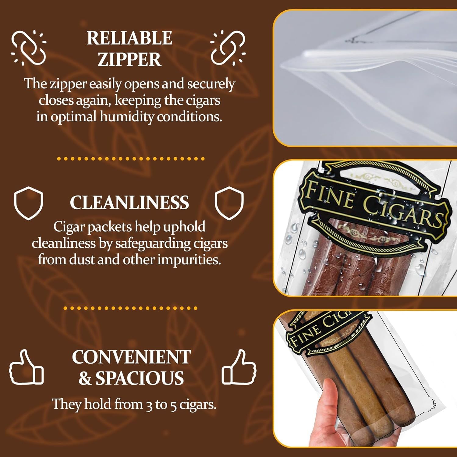 Polyethylene Cigar Bags 3 x 10; Clear Small Plastic Bags Zip Pack of 100; Small Zipper Bags Poly 3x10; Clear Plastic Zip Bags Small; Cigar Storage 2 M