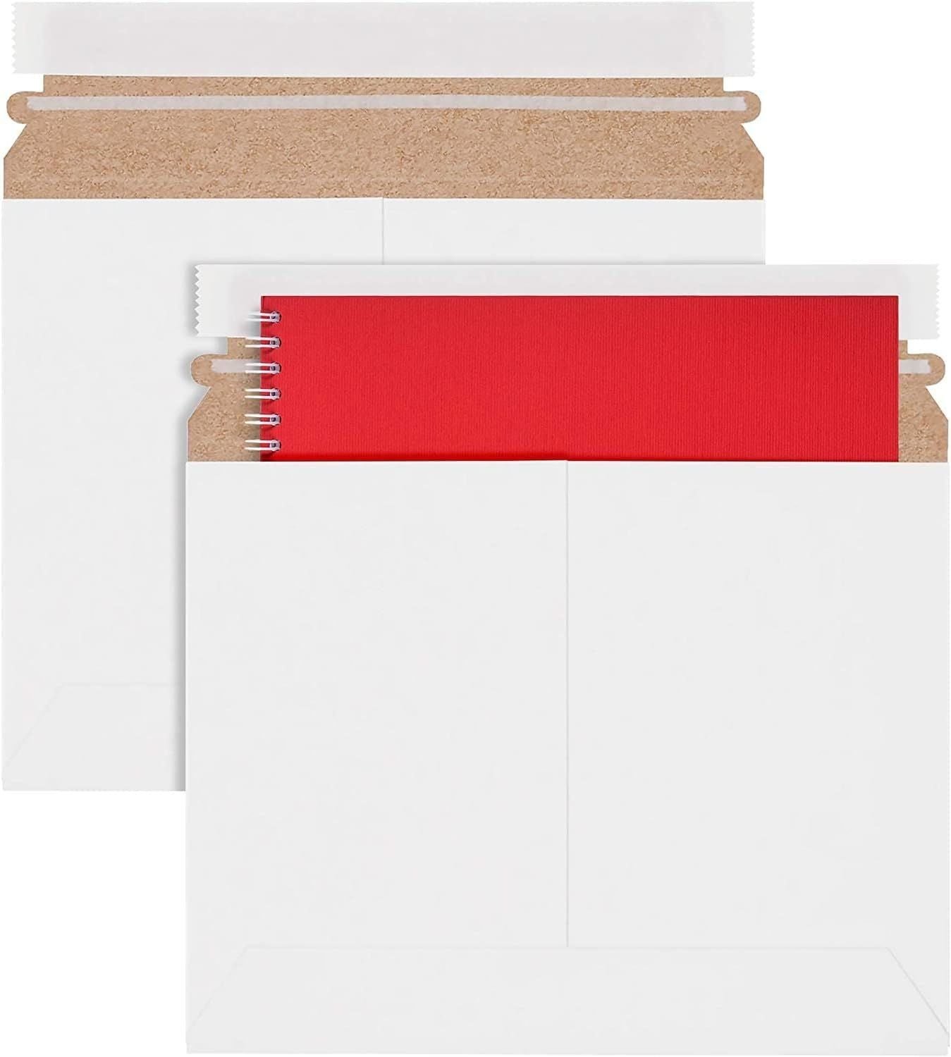 Pack of 10 White Rigid Mailers 9 x 7. Side-Loading Paperboard envelopes 9x7 Self-Seal Photo mailers. Peel and Seal Closure. No Bend documents; Photos; Diplomas. Ideal for CD; DVD