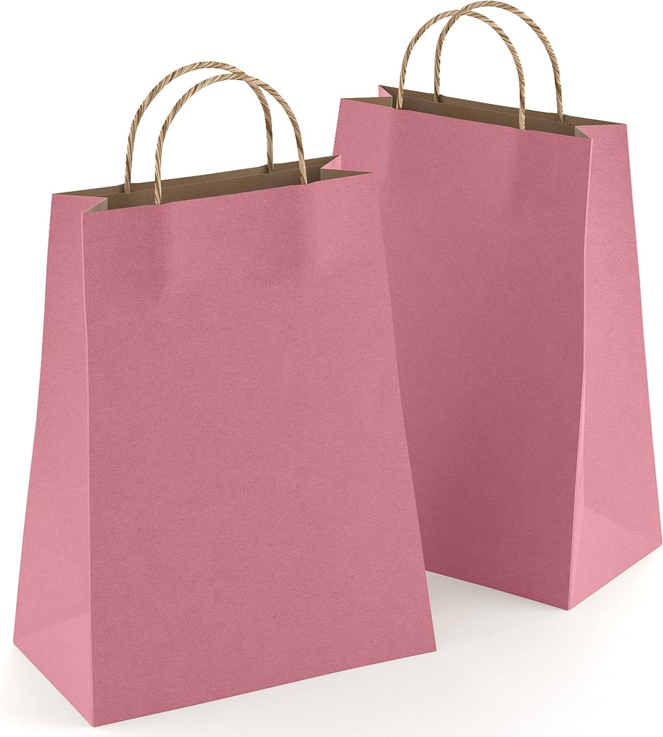 Purple Shopping Bags with Handles 8" x 4.75" x 10.5"; Pack of 25 Purple Paper Bags with Handles Bulk; 150 GSM Purple Gift Bags with Handles; Natural P