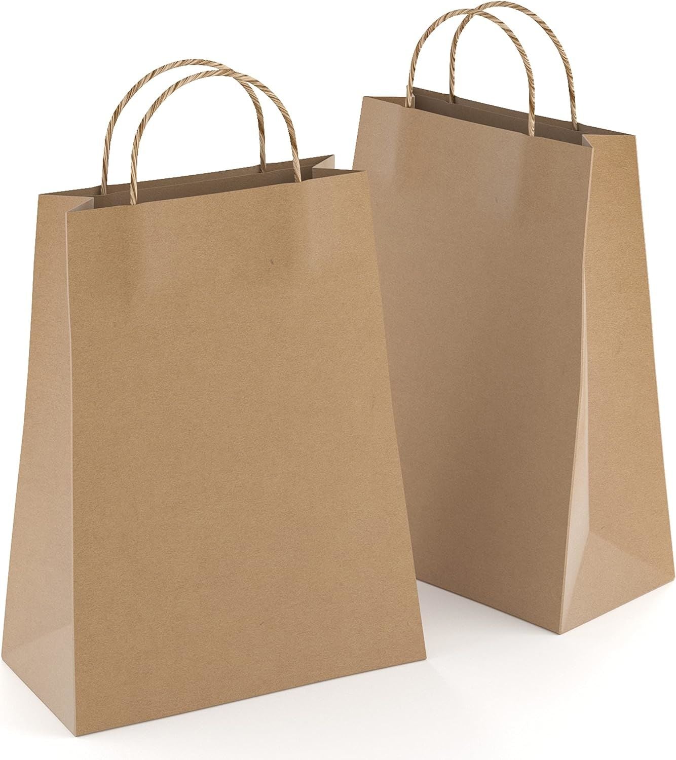 Brown Shopping Bags 10" x 5" x 13"; Pack of 25 Brown Paper Bags with Handles Bulk; 150 GSM Brown Gift Bags with Handles Bulk; Brown Bags with Handles 
