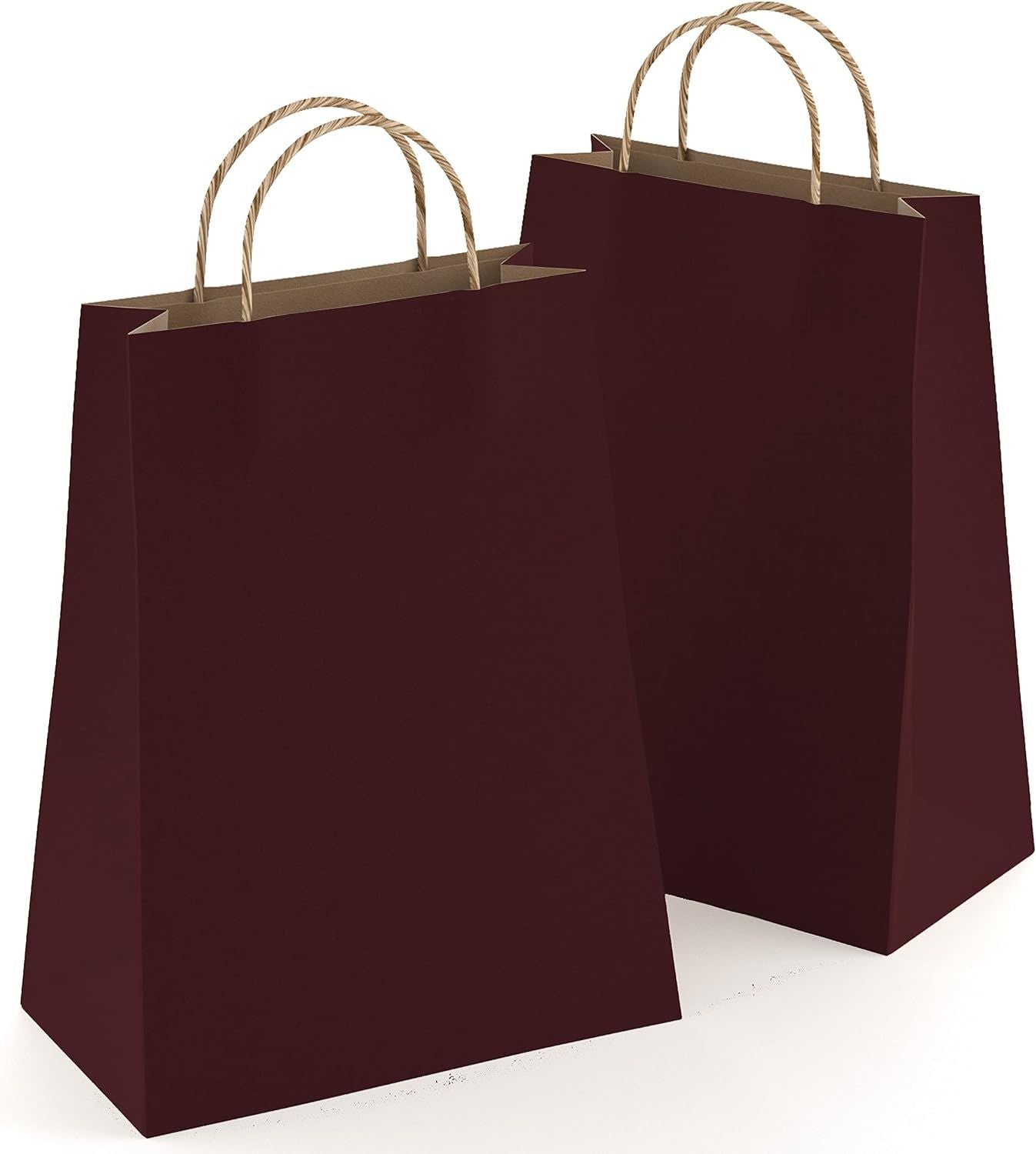 Coffee Shopping Bags 8" x 4.75" x 10.5"; Pack of 25 Coffee Paper Bags with Handles Bulk; 150 GSM Coffee Gift Bags Bulk; Natural Kraft Bags with Handle