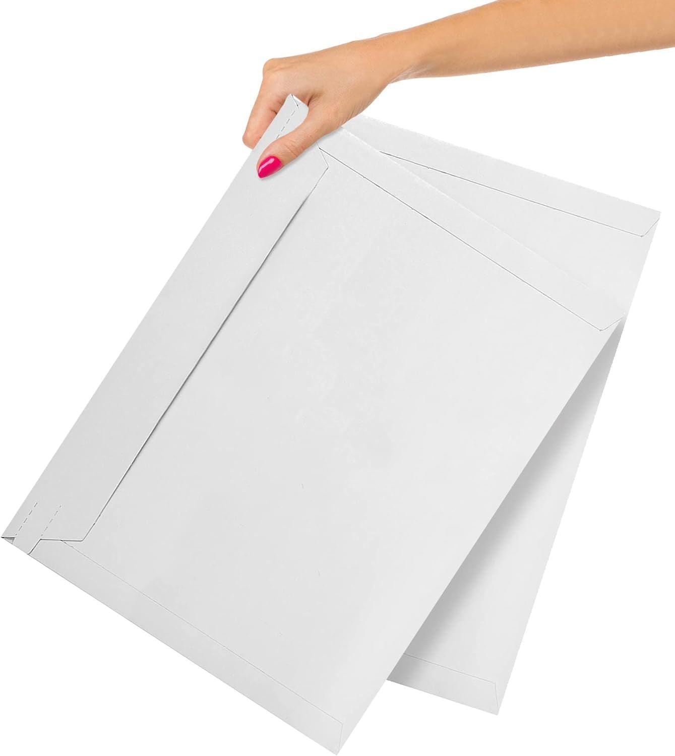 Rigid Mailers 12.5" x 9.5"; Pack of 25 White Cardboard Envelope Mailers; Self-Sealing Hard Shipping Envelopes; Double Wall Cardboard Mailers; Recyclable Stay Flat Mailers; Sturdy Kraft Mailers