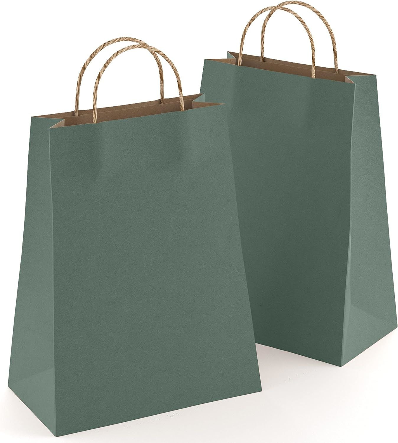 Dark Teal Shopping Bags 8" x 4.75" x 10.5"; Pack of 25 Dark Teal Gift Bags Bulk; 150 GSM Dark Teal Kraft Bags with Handles; Dark Teal Paper Bags with 
