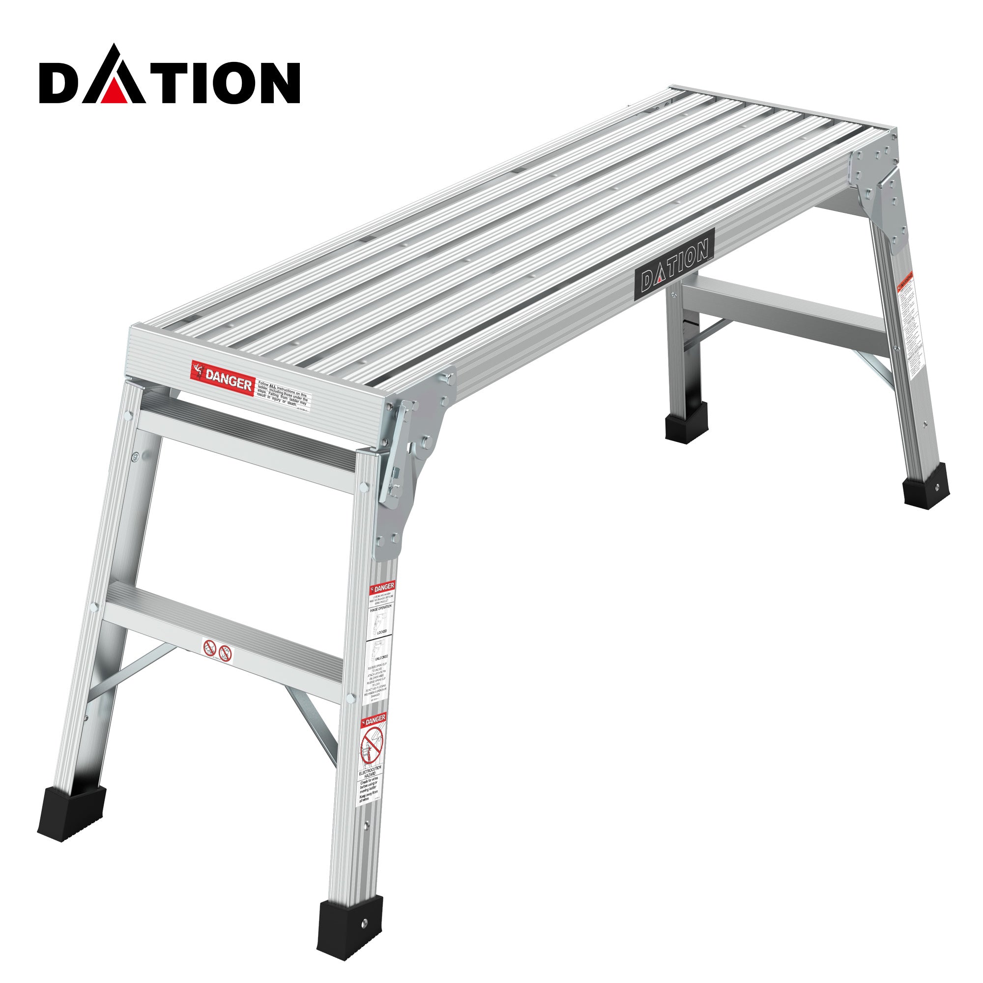 DATION Work Platform Aluminum Step Ladder Drywall Safe ANSI Approved of Capacity 225 LBS Medium Duty Portable Bench Folding Ladders Stool w/Non-Slip Matb