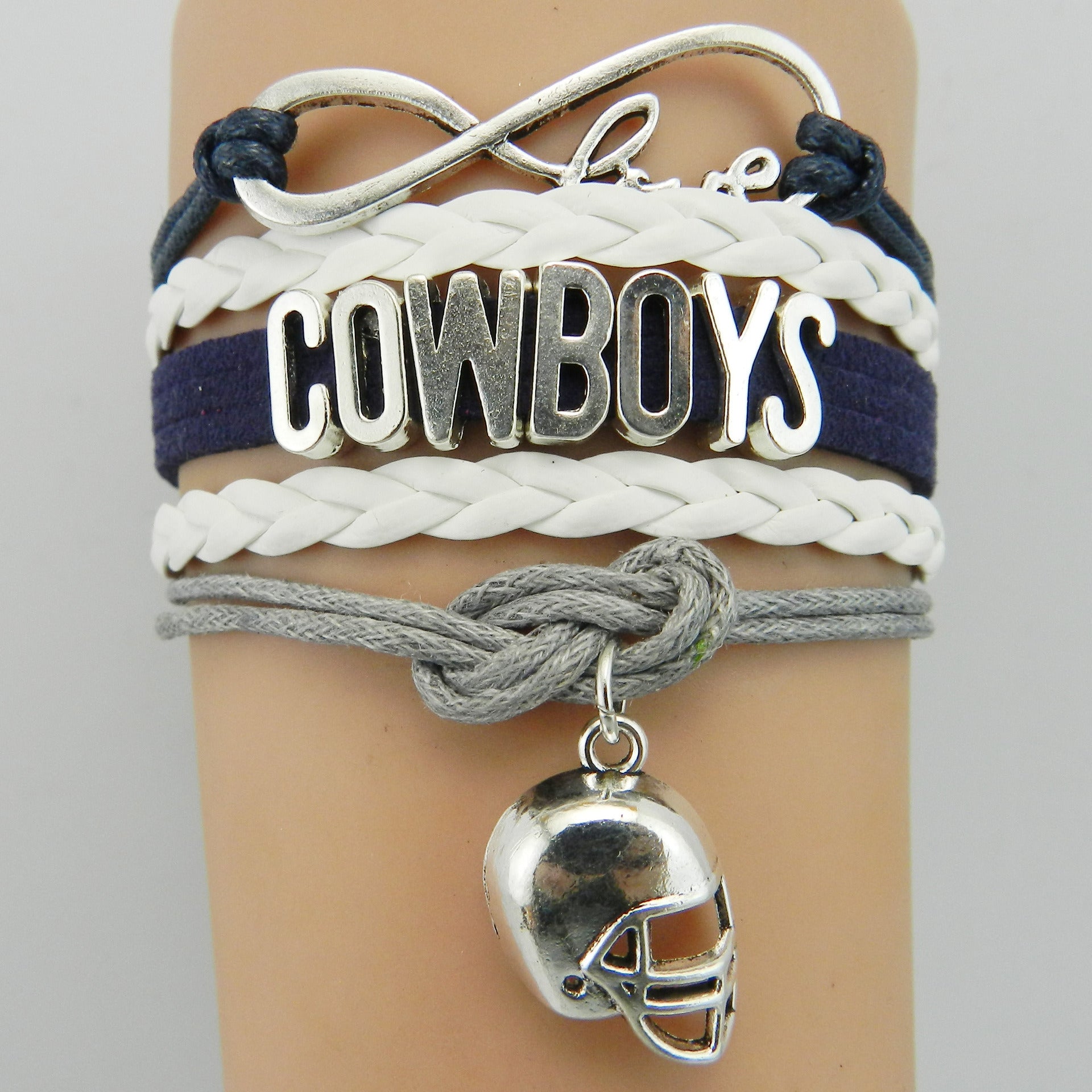 Hot Sale NFL COWBOYS Rugby Bracelet Infinity Multilayer Woven Letter Bracelet