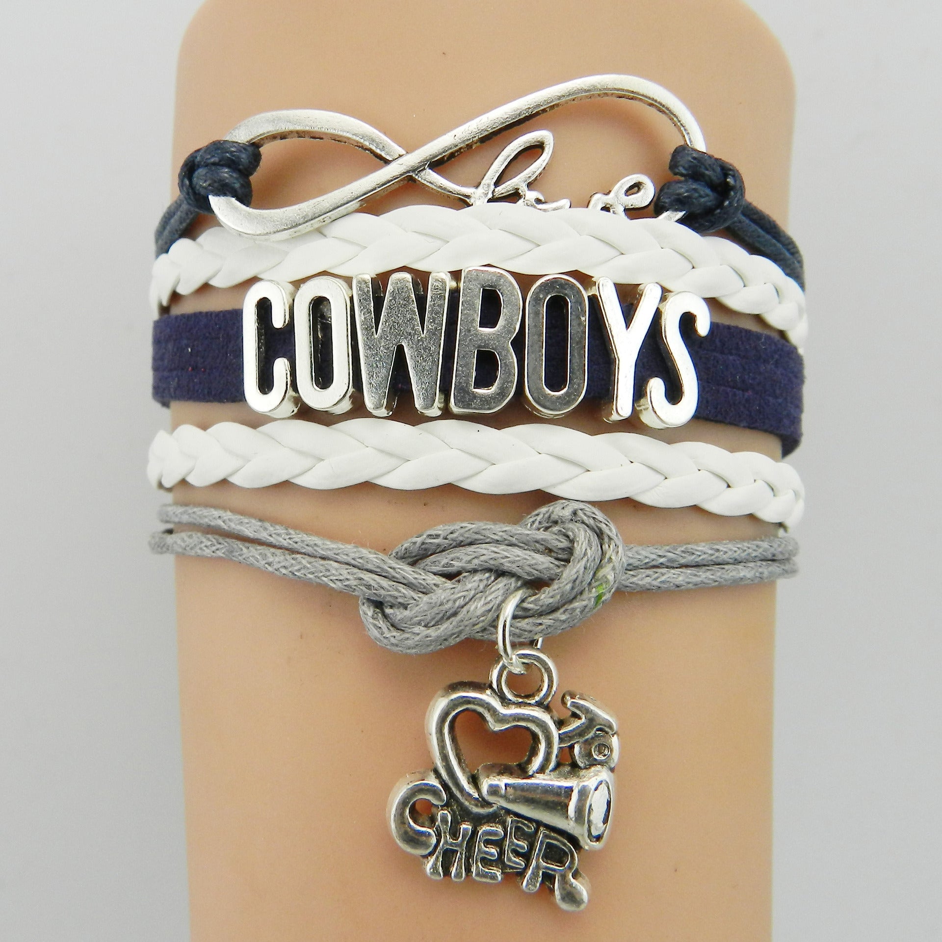 Hot Sale NFL COWBOYS Rugby Bracelet Infinity Multilayer Woven Letter Bracelet