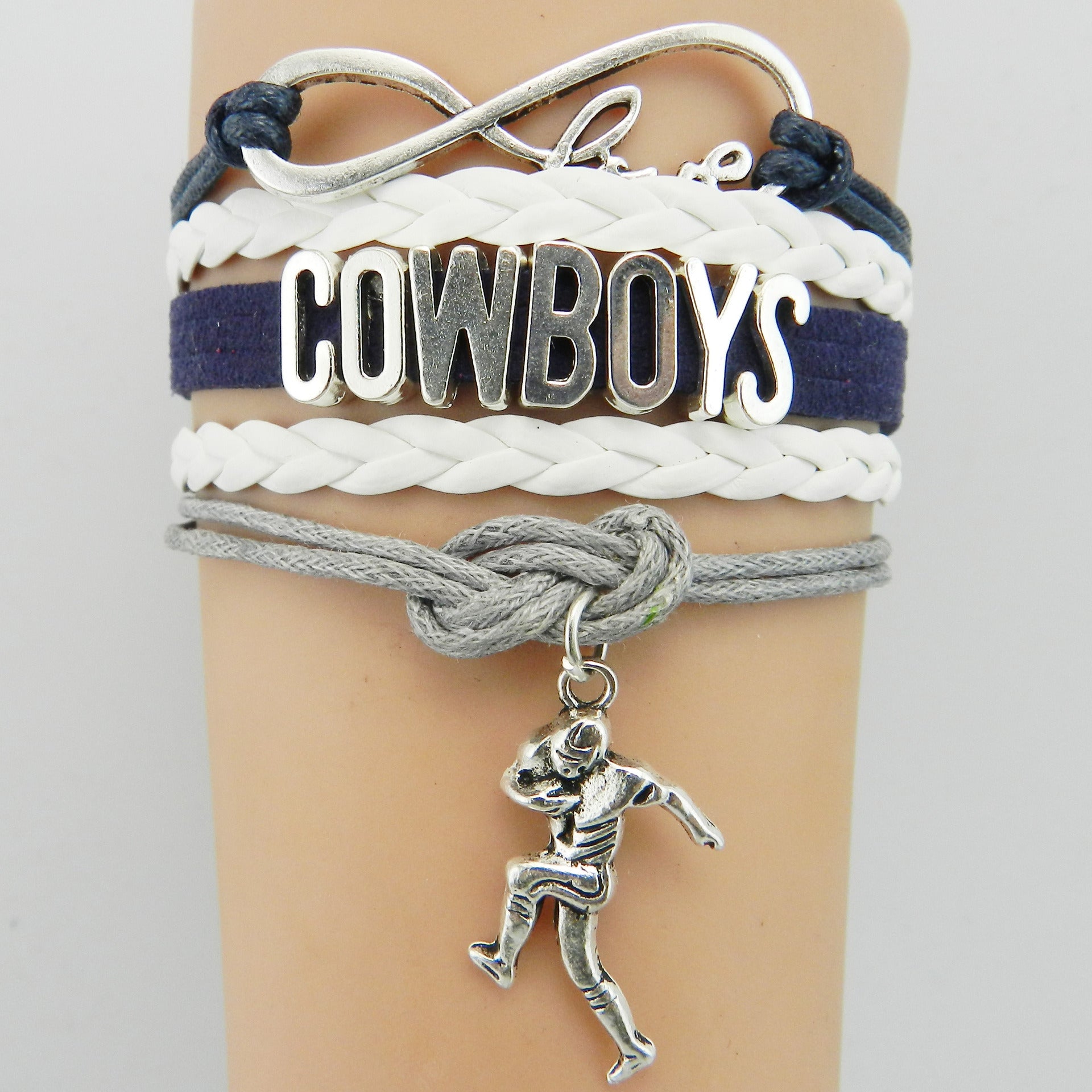 Hot Sale NFL COWBOYS Rugby Bracelet Infinity Multilayer Woven Letter Bracelet